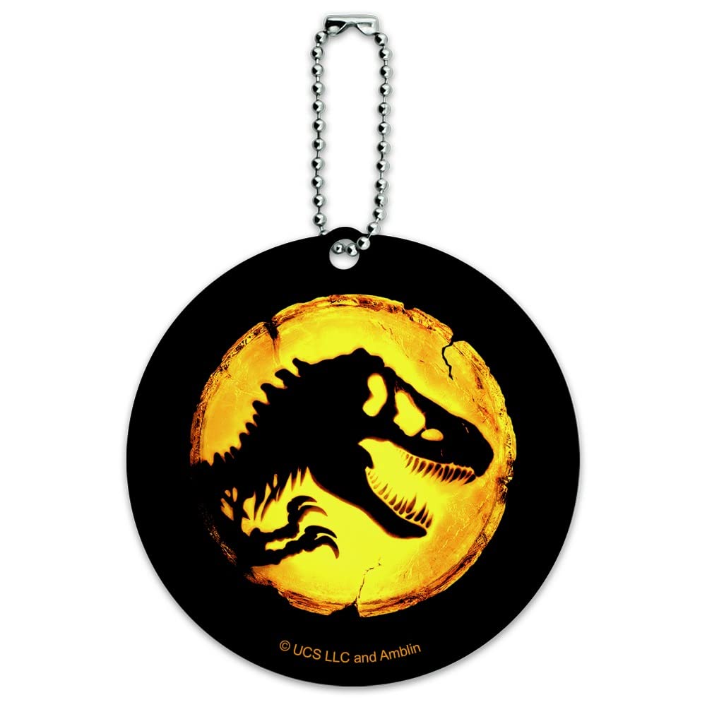 Jurassic World Dinosaur Logo Round Luggage ID Tag - Personalized Suitcase Name Tag for Carry-On Bags - Perfect for Travel, Business Trips & Vacation Identification