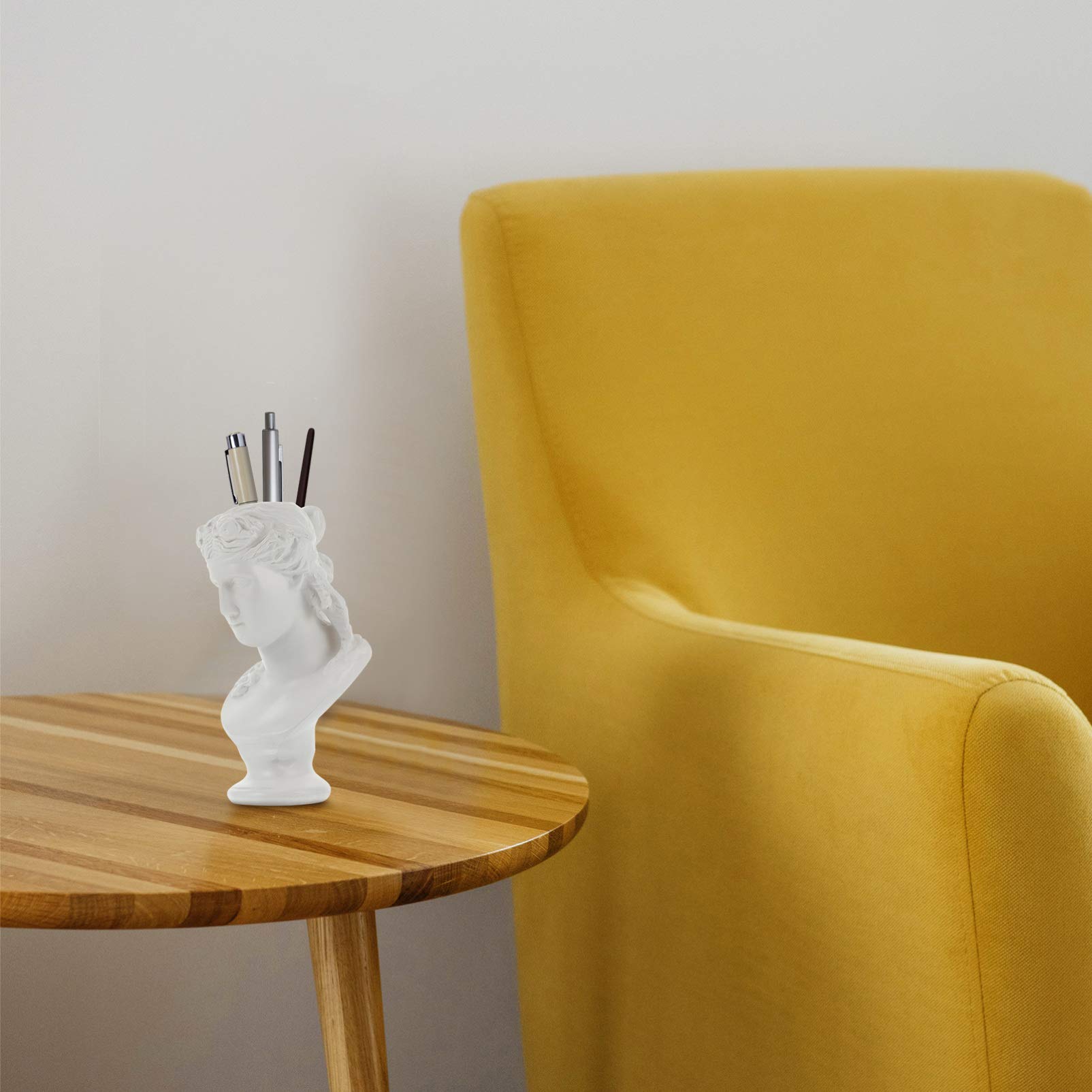 BESPORTBLE White Ceramic Pen Holder - Stylish Makeup Brush Organizer, Flower Vase & Office Desk Decor | Perfect for Home Office, Vanity Table & Gift Giving