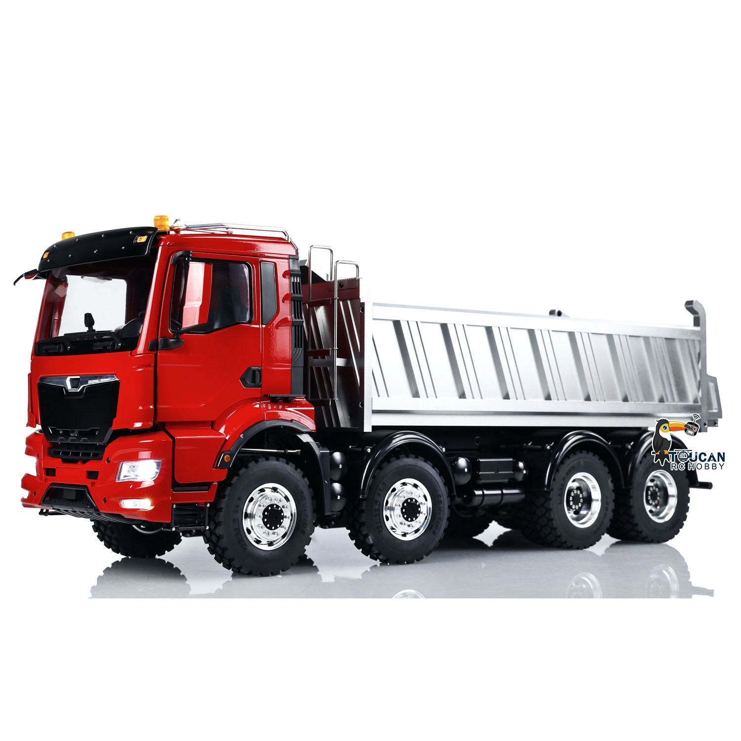 1/14 Scale LESU Custom RTR RC Hydraulic Dump Truck - 8x8 Metal Chassis with Cabin, FS I6S Motor, Servo & ESC - Realistic Sound, Lights & Smoke Effects for Construction Site Play and RC Hobby Enthusiasts