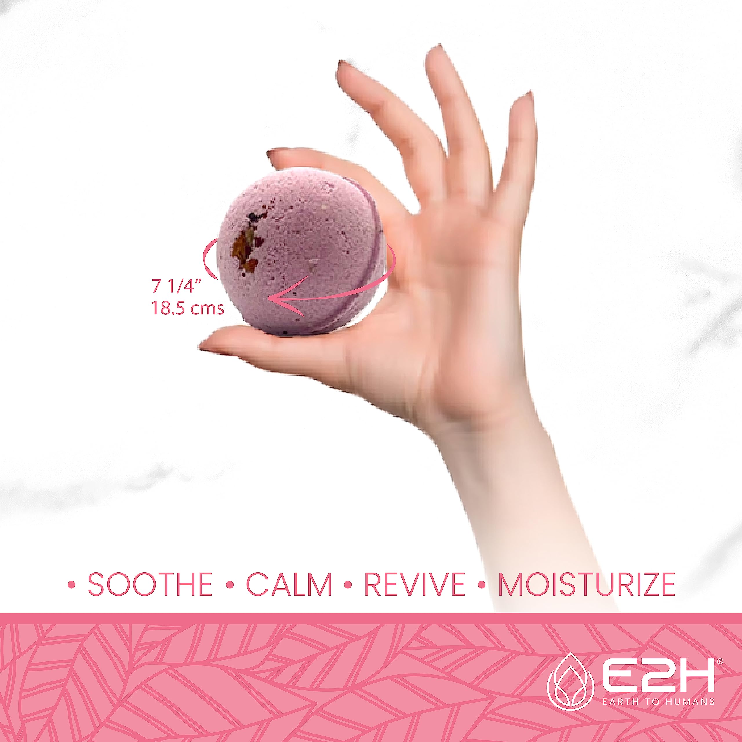 E2H Love Bath Bomb - Rose Scented Relaxing Bath Soak for Valentine's Day, Self Care & Romantic Gifts - Perfect for Spa Nights, Couples Bath & Stress Relief