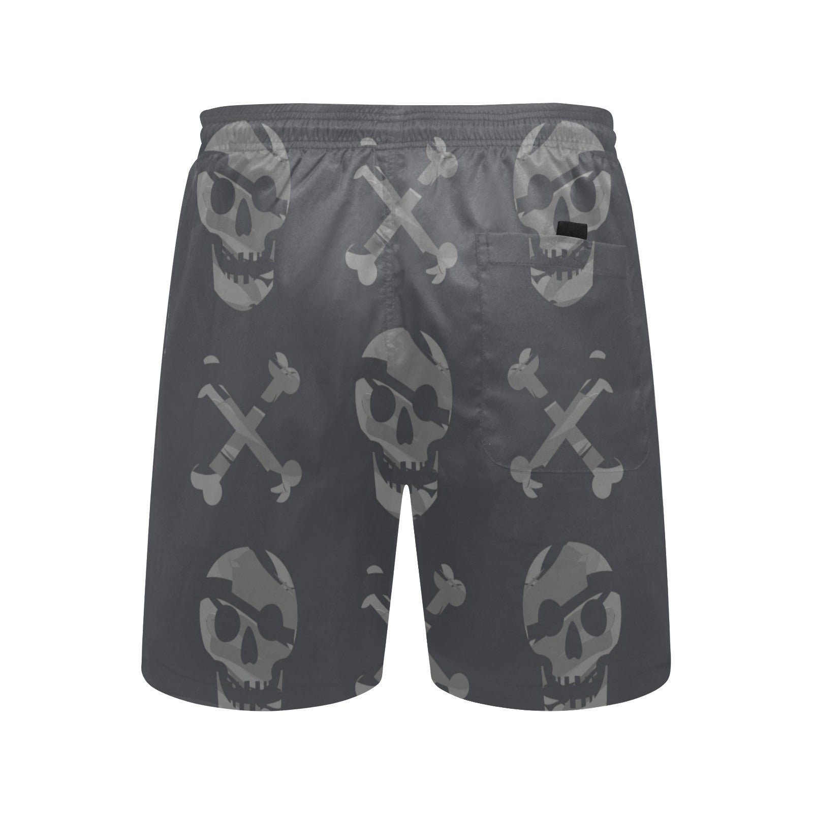 Faded Skulls and Crossbones Beach Shorts for Men - Comfortable Swim Trunks with Pockets - Perfect for Swimming, Surfing, and Summer Vacations
