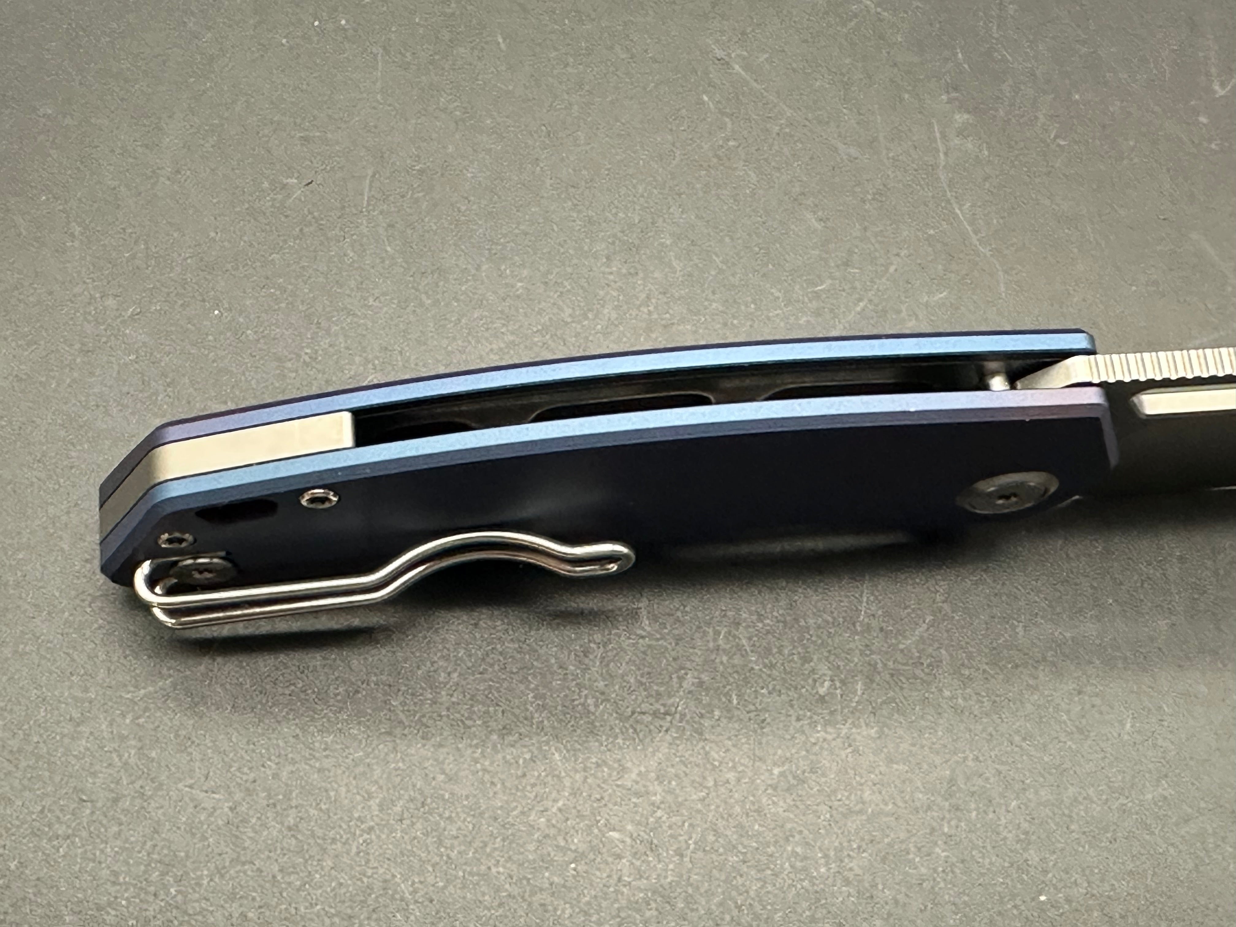 DIVO KNIVES GROWLER V2 Pocket Knife - Blue Aluminum Handle, Sandwashed 154CM Steel, Plain Edge - EDC, Camping, Outdoor Survival Tool
