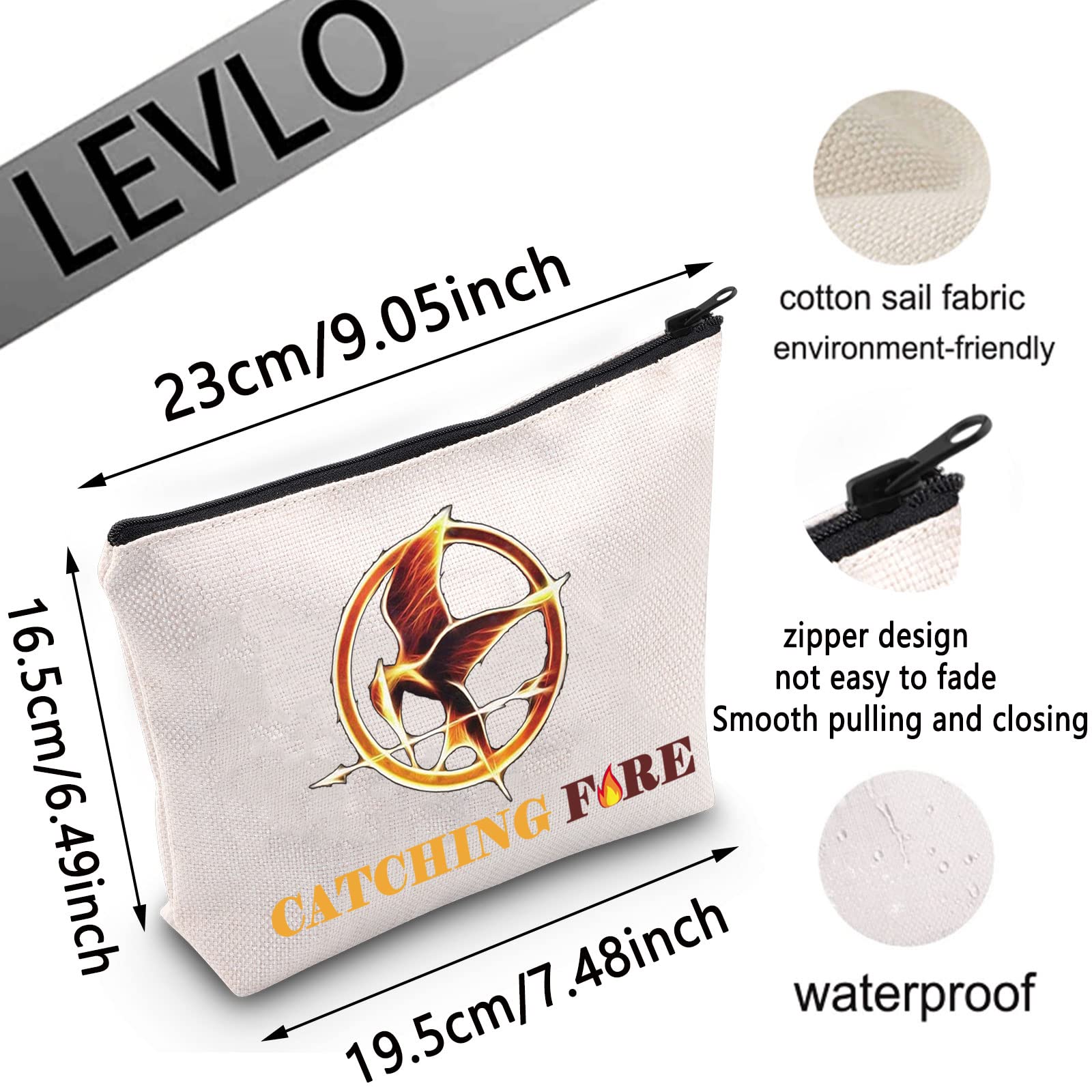 LEVLO Hunger Games Inspired Cosmetic Makeup Bag - Fire Themed Zipper Pouch for Makeup, Travel & Storage | Perfect Gift for Fans, Cosplay & Everyday Use