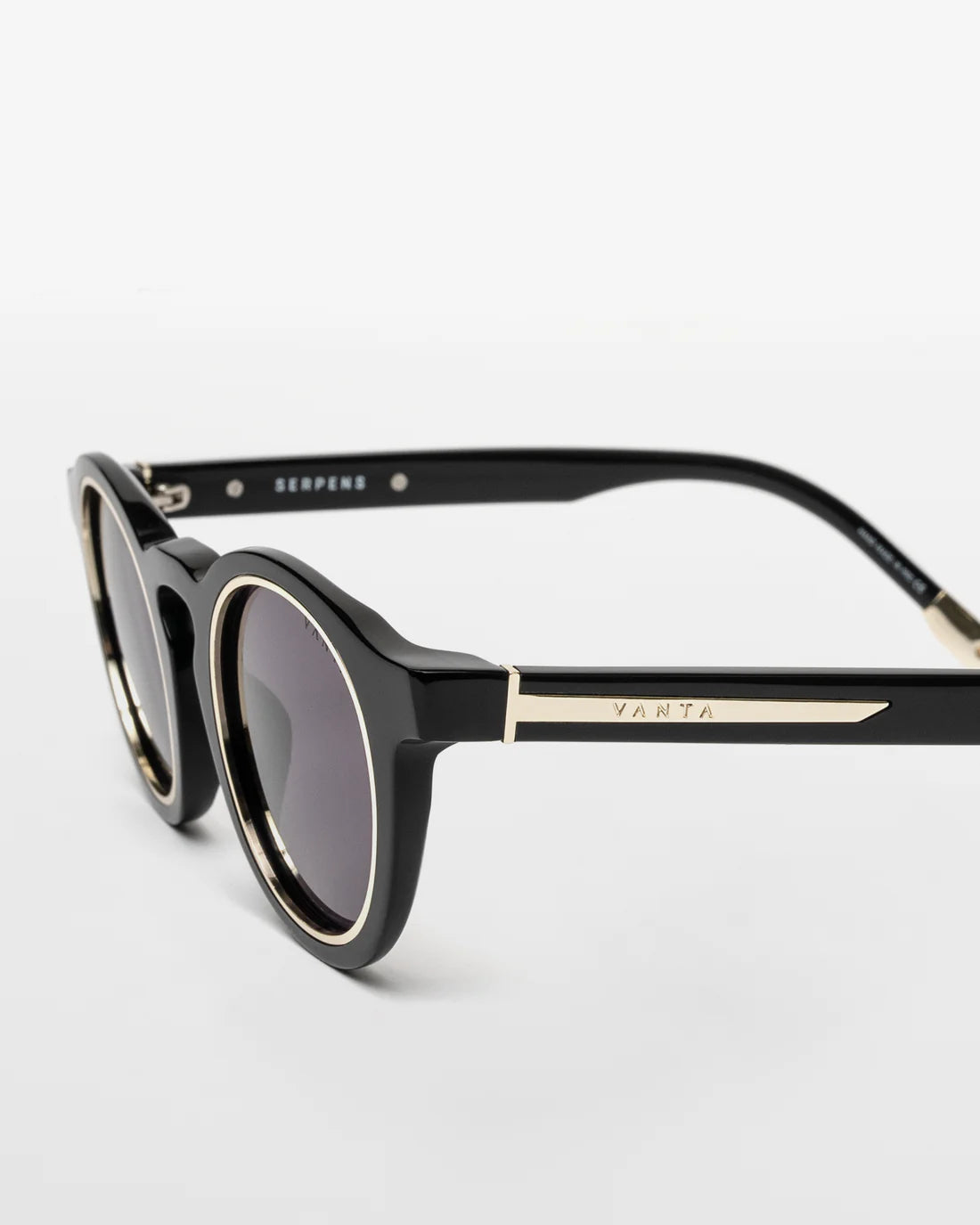 VANTA Serpens Polarized Sunglasses for Men & Women - Gloss Black & Gold Metal Frame - UV Protection - Fashionable & Durable for Driving, Beach, Outdoor Activities