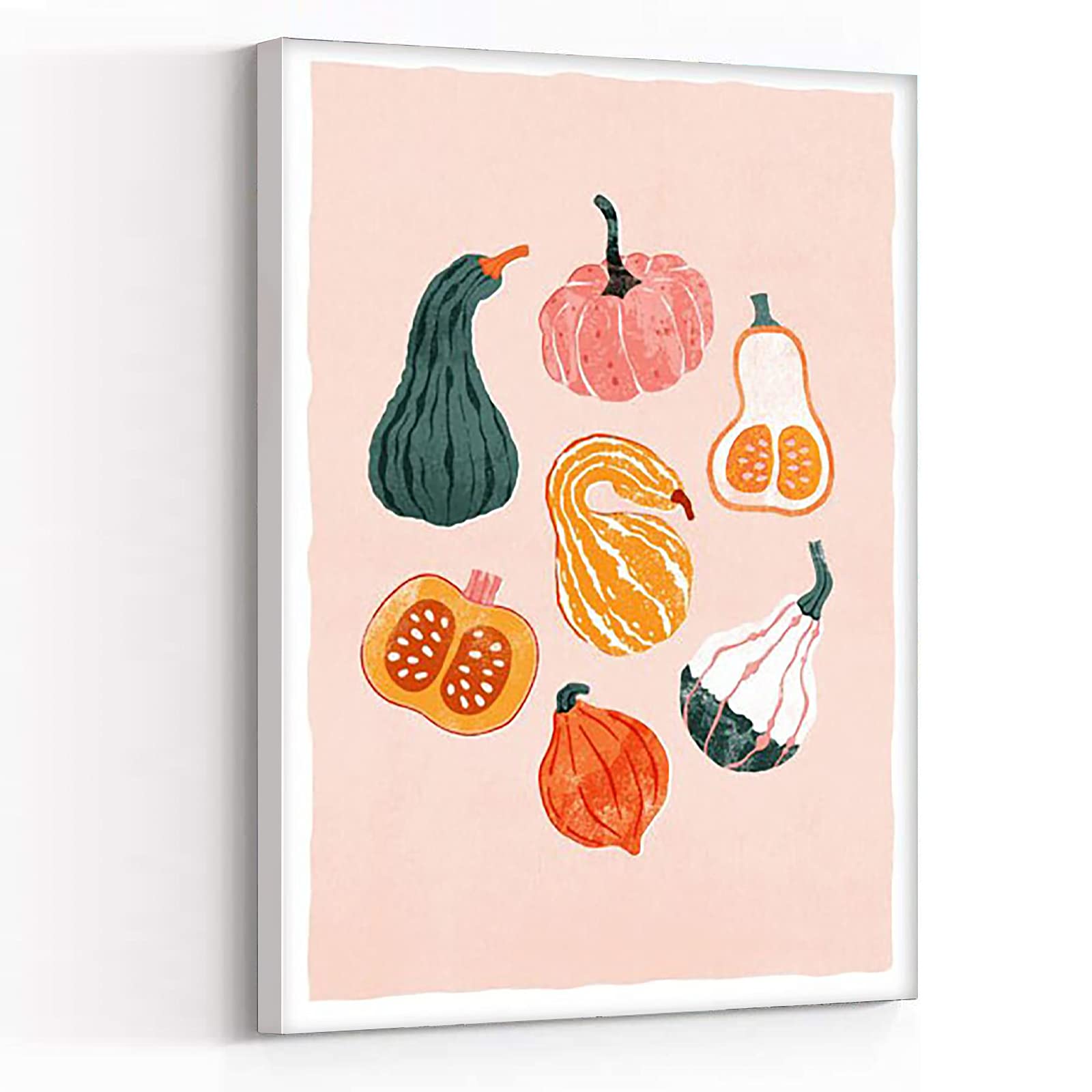 12''x18'' Framed Modern Canvas Wall Art - Kitchen & Living Room Decor, Vegetable & Gourd Print Illustration | Perfect for Farmhouse, Rustic & Contemporary Home Decor