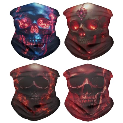4pcs Red Glow Skull