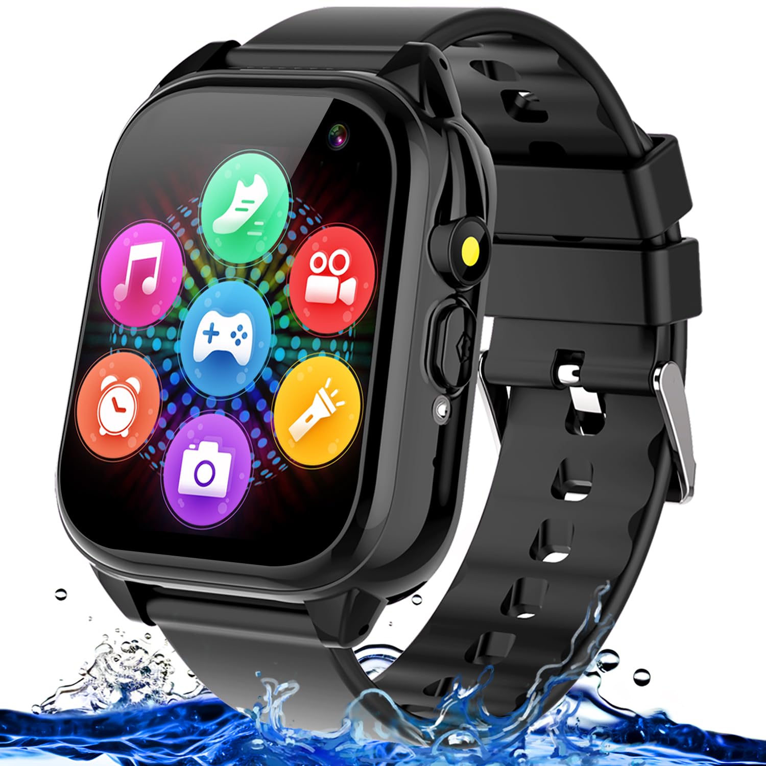 Waterproof Smart Watch for Kids 3-12 Years Old - 26 Games, HD Touchscreen, Video Camera, Pedometer, Music Player, Alarm Clock, Flashlight - Perfect Birthday Gift for Boys & Girls - Ideal for Outdoor Play, Fitness Tracking, and Daily Activities