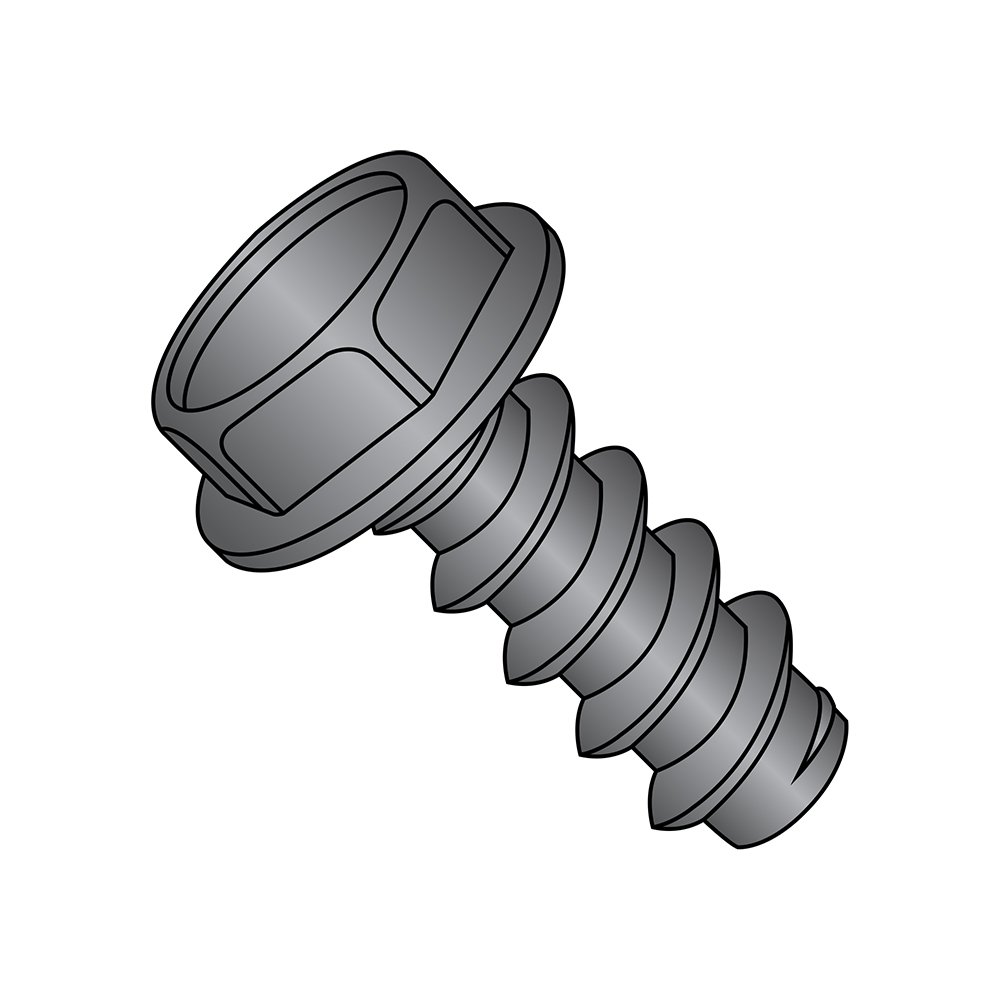 Small Parts 1416BWB Black Oxide Steel Sheet Metal Screws, Hex Washer Head & Drive, Type B, 1/4