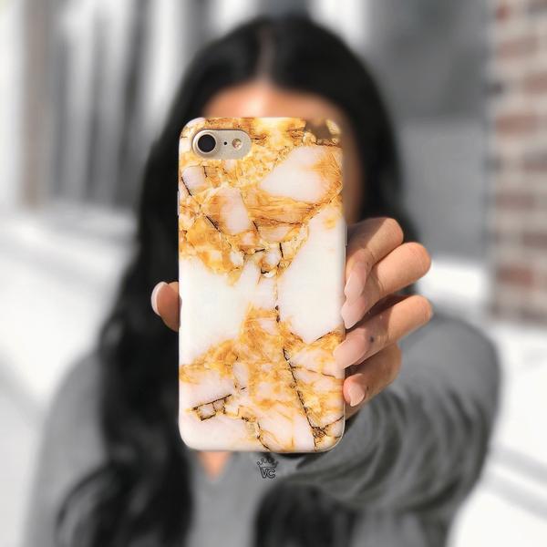 Elegant Amber Gold Marble iPhone Case - Durable Protective Cover for iPhone [Model] - Perfect for Daily Use, Travel & Gifting