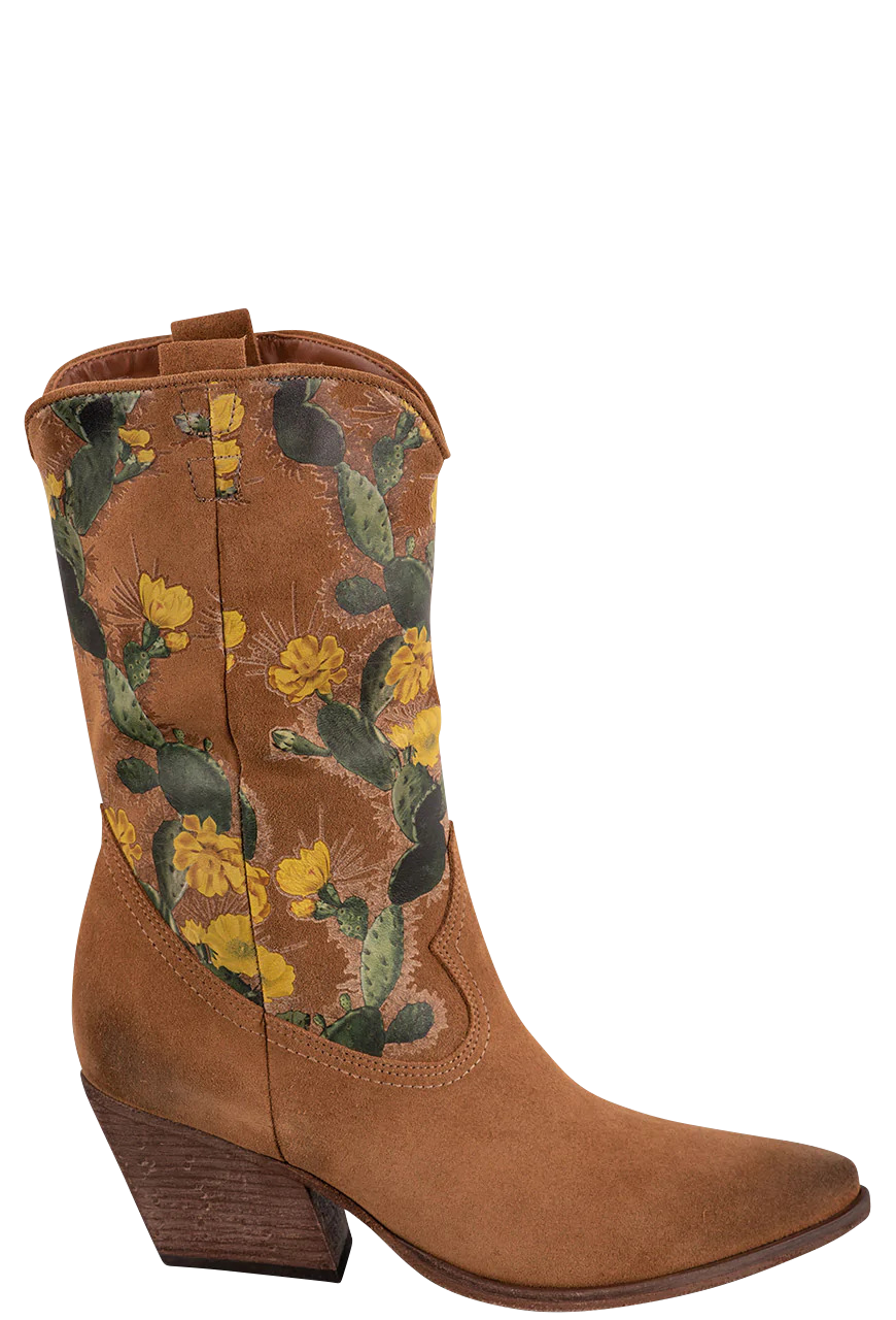 Golo Women's Leather Cactus Suede Cowgirl Boots - Western Ankle Booties for Country Dancing, Rodeo & Fashion Outfits