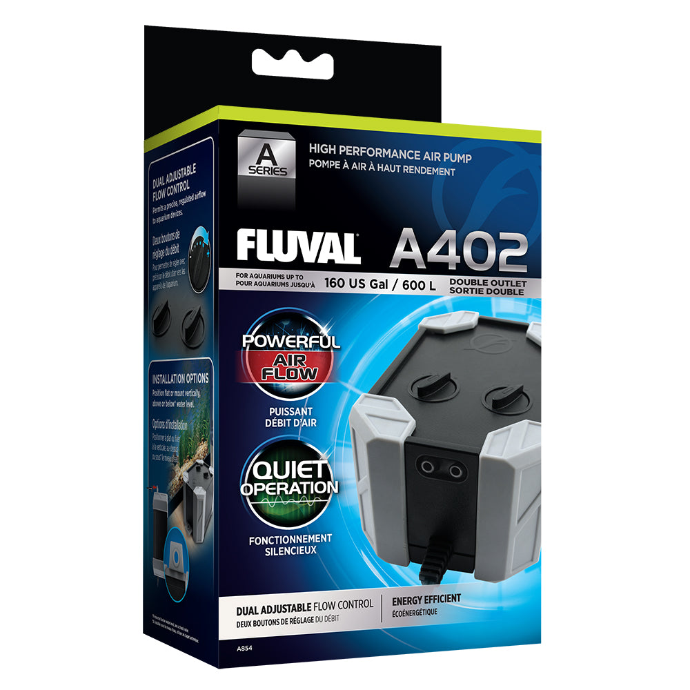 Fluval A402 A Series Aquarium Air Pump - High Performance for Tanks Up to 160 Gallons - Perfect for Freshwater & Saltwater Fish Tanks, Ponds & Hydroponics Systems