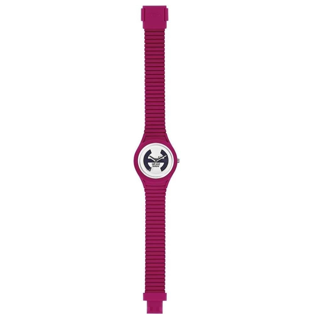 Hip Hop Watches for Women - Persian Red HWU0531 Solar-Powered Silicone Strap Watch - 34mm Waterproof (5 ATM) - Wine Red Dial - Perfect for Casual Wear, Street Fashion & Hip Hop Style