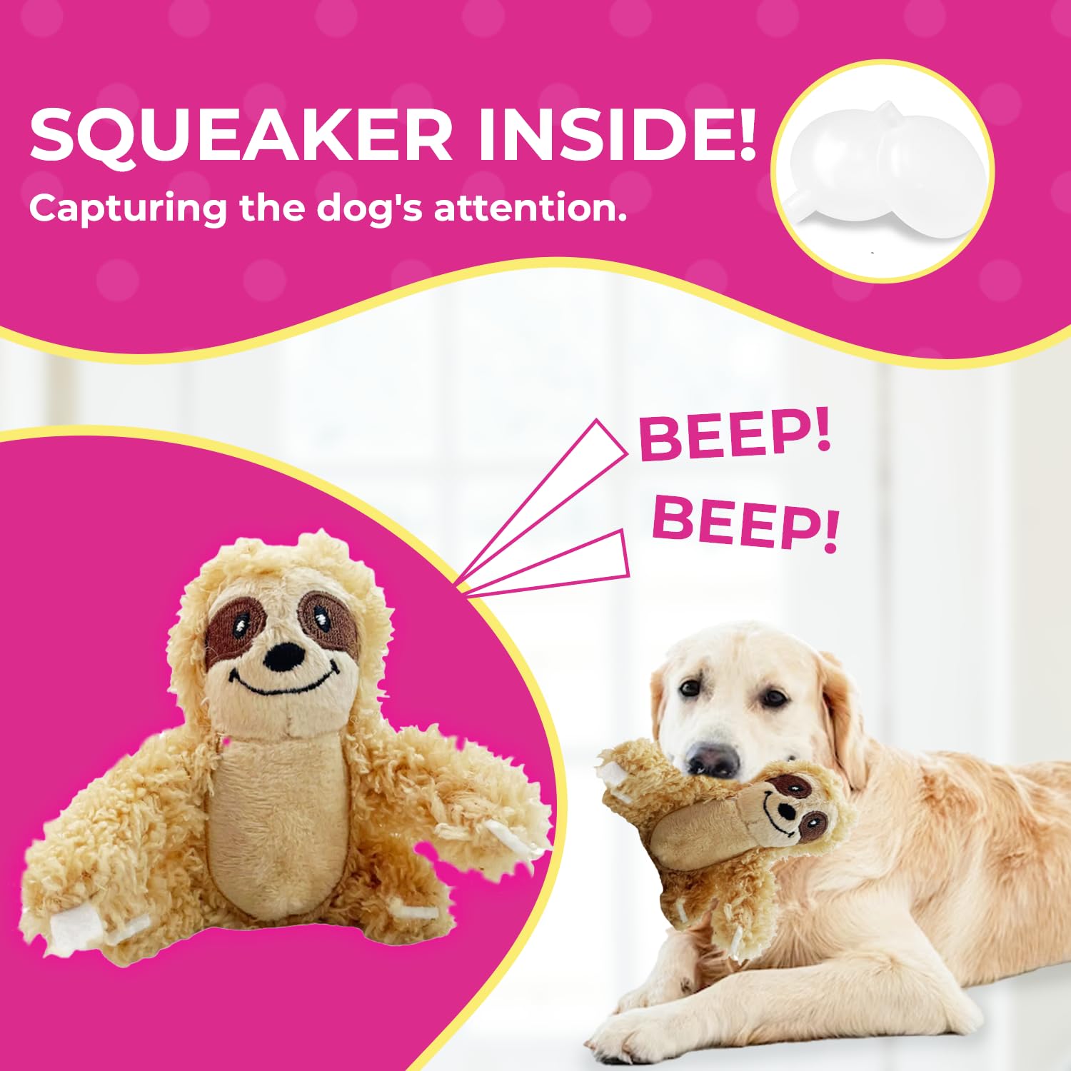 Interactive Plush Sloth Hide and Seek Dog Toy with Squeaker - Fun Burrow Game for Small & Medium Dogs | Tree Trunk Design with Hidden Sloth | Perfect for Indoor Play, Training & Bonding Time