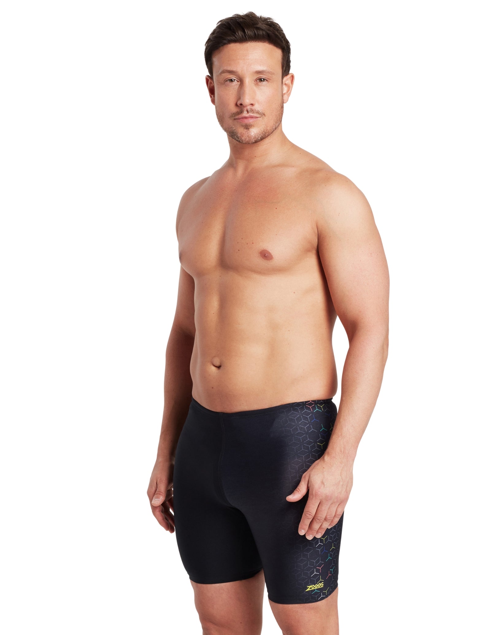 Predator Mid Swim Jammer - Black & Multicolor Competitive Swimwear for Men | Perfect for Lap Swimming, Water Polo & Training