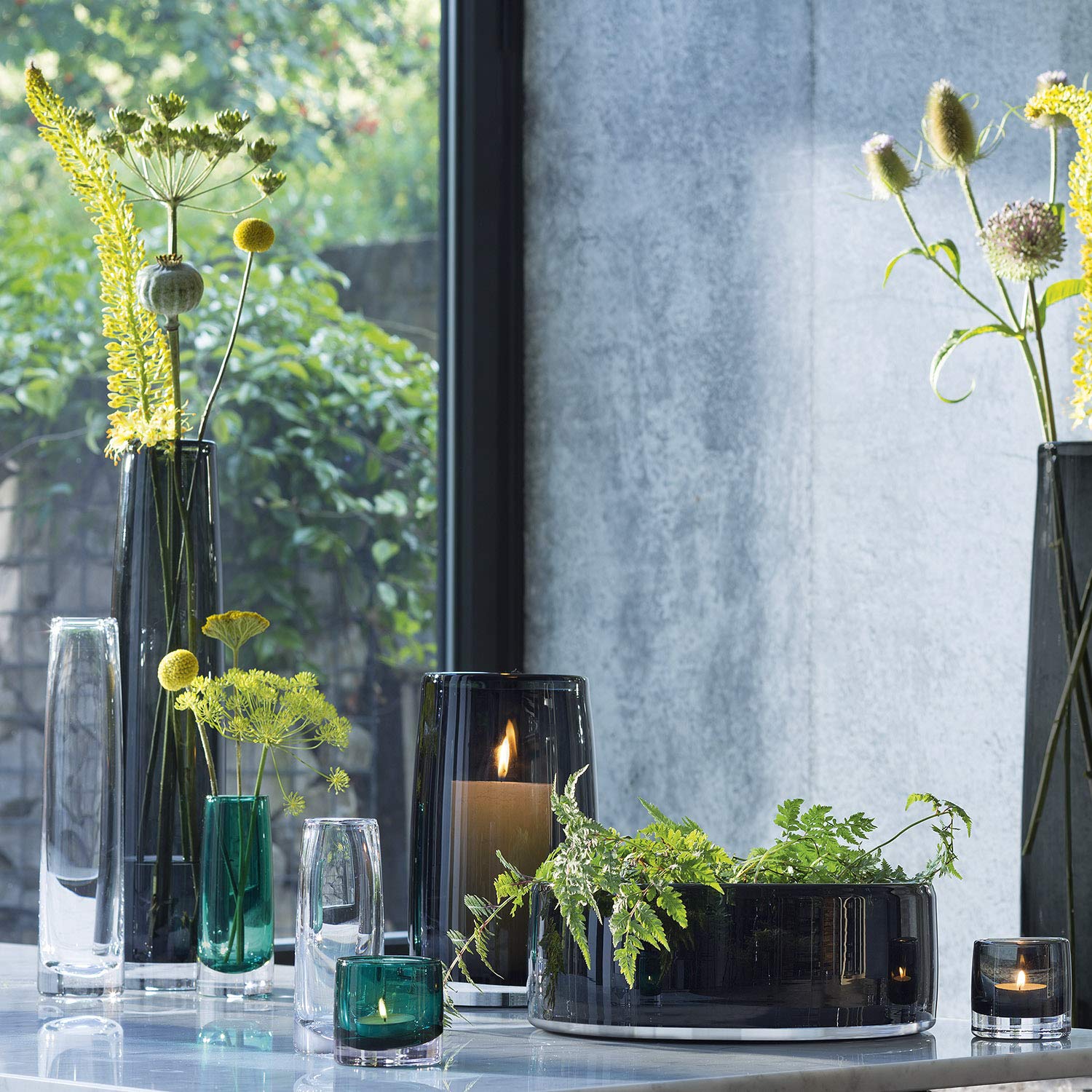 LSA SS23 Clear Glass Stems Lantern and Vase - 10.25 Inches Tall - Modern Home Decor for Dining Table, Wedding Centerpiece, and Living Room Accent