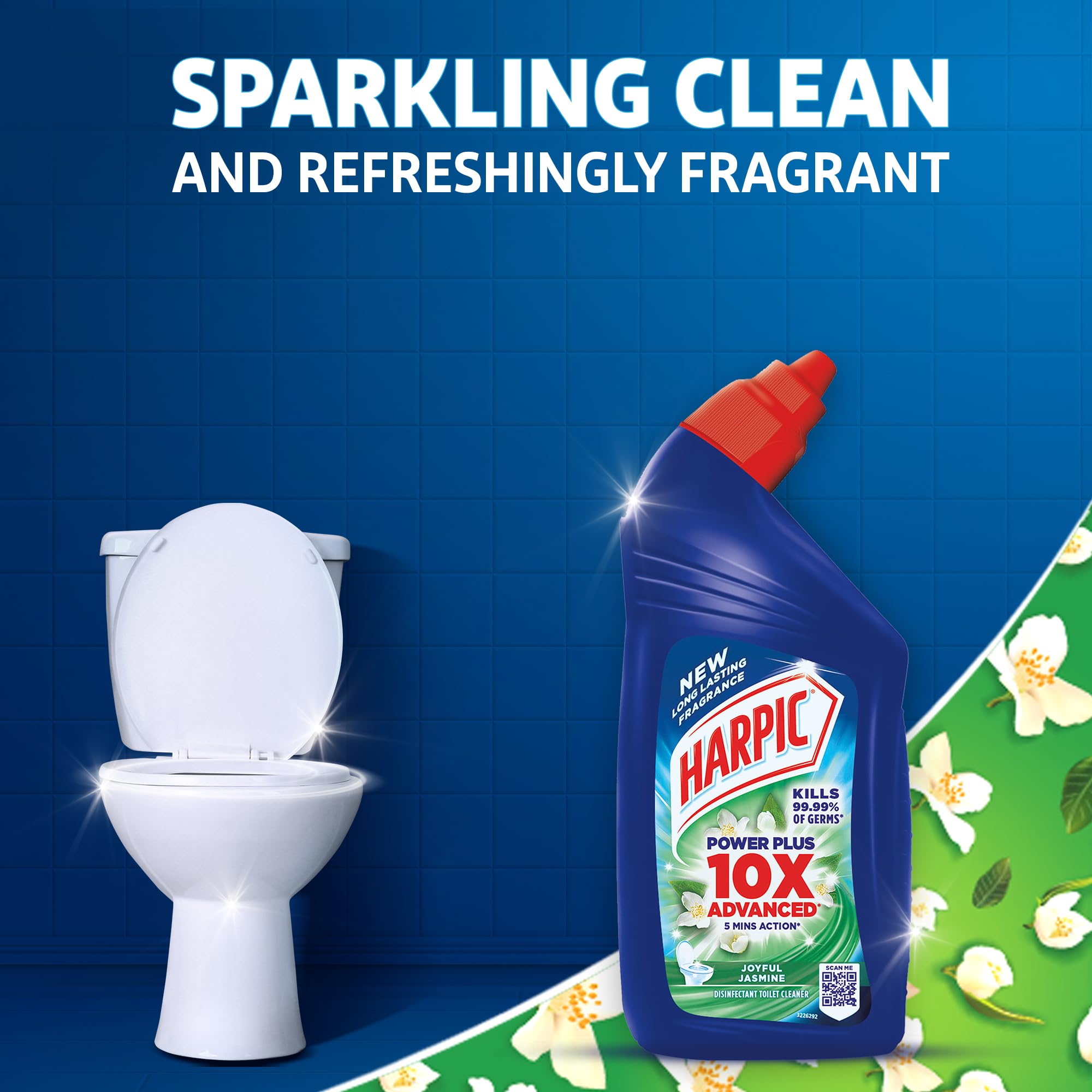 Harpic Disinfectant Toilet Cleaner Liquid - Jasmine Scent, 500ml | Kills 99.9% Germs | India's #1 Toilet Cleaner | Perfect for Bathroom & Toilet Sanitization