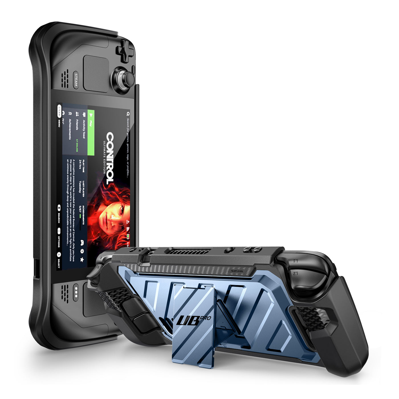 Steam Deck Unicorn Beetle PRO Heavy Duty Protective Case with Kickstand - Metallic Blue | Shockproof Cover for Gaming, Travel & Outdoor Use