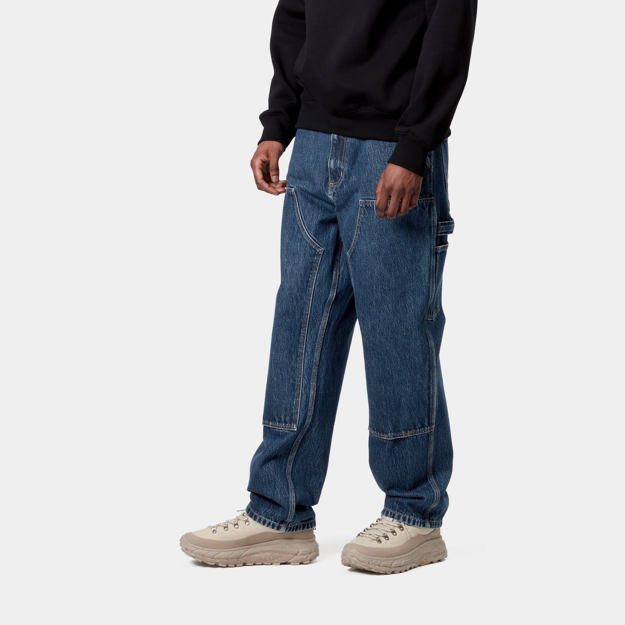 Double Knee Work Pants - Durable Denim Jeans for Men | Stone Washed Blue | Perfect for Construction, Carpentry & Outdoor Activities