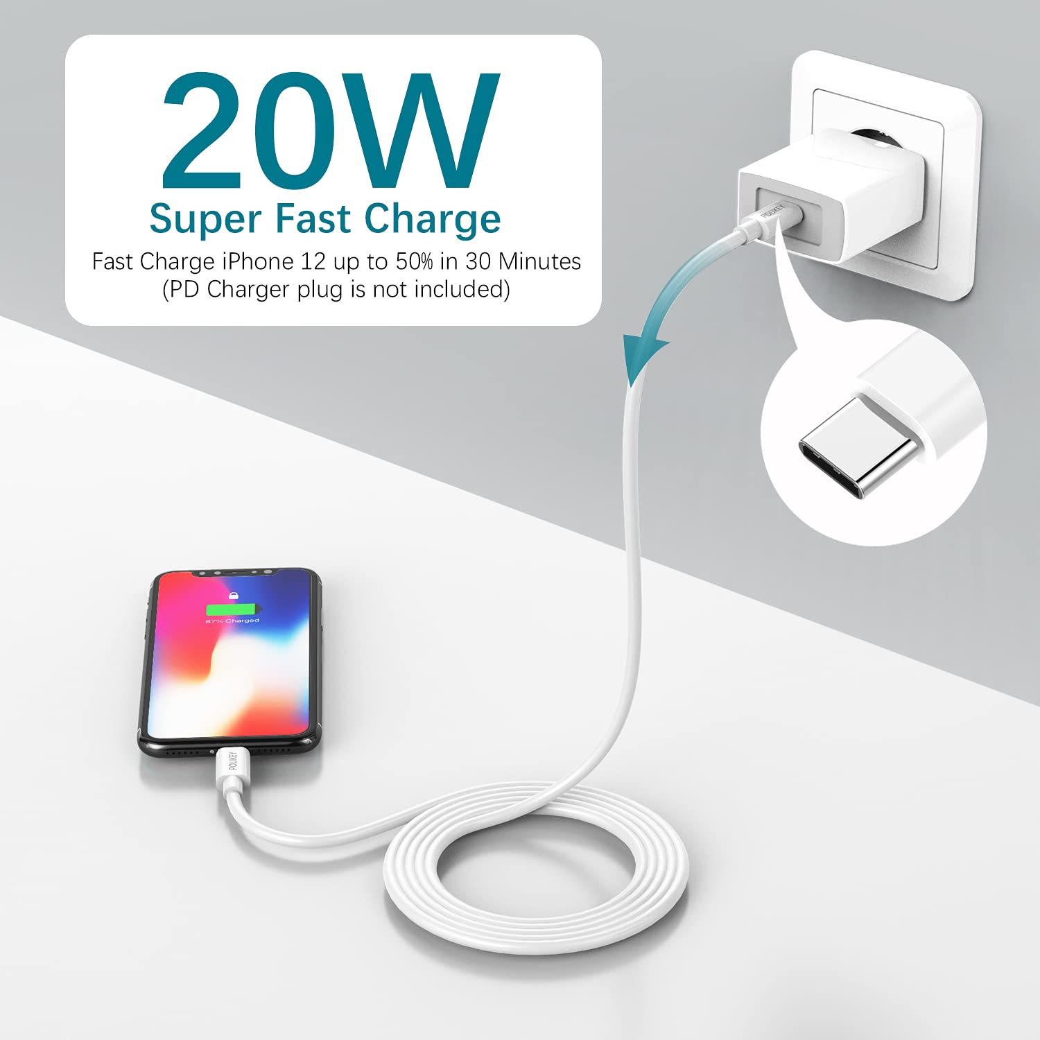 Poukey 2-Pack 3M USB C to Lightning Cable [Apple MFi Certified] - Fast Charging Cable for iPhone 14/13 Pro Max/13 Mini/12/11/XS/XR/X/8 - Extra Long Type C to Lightning PD Cable for Home, Office & Travel Charging