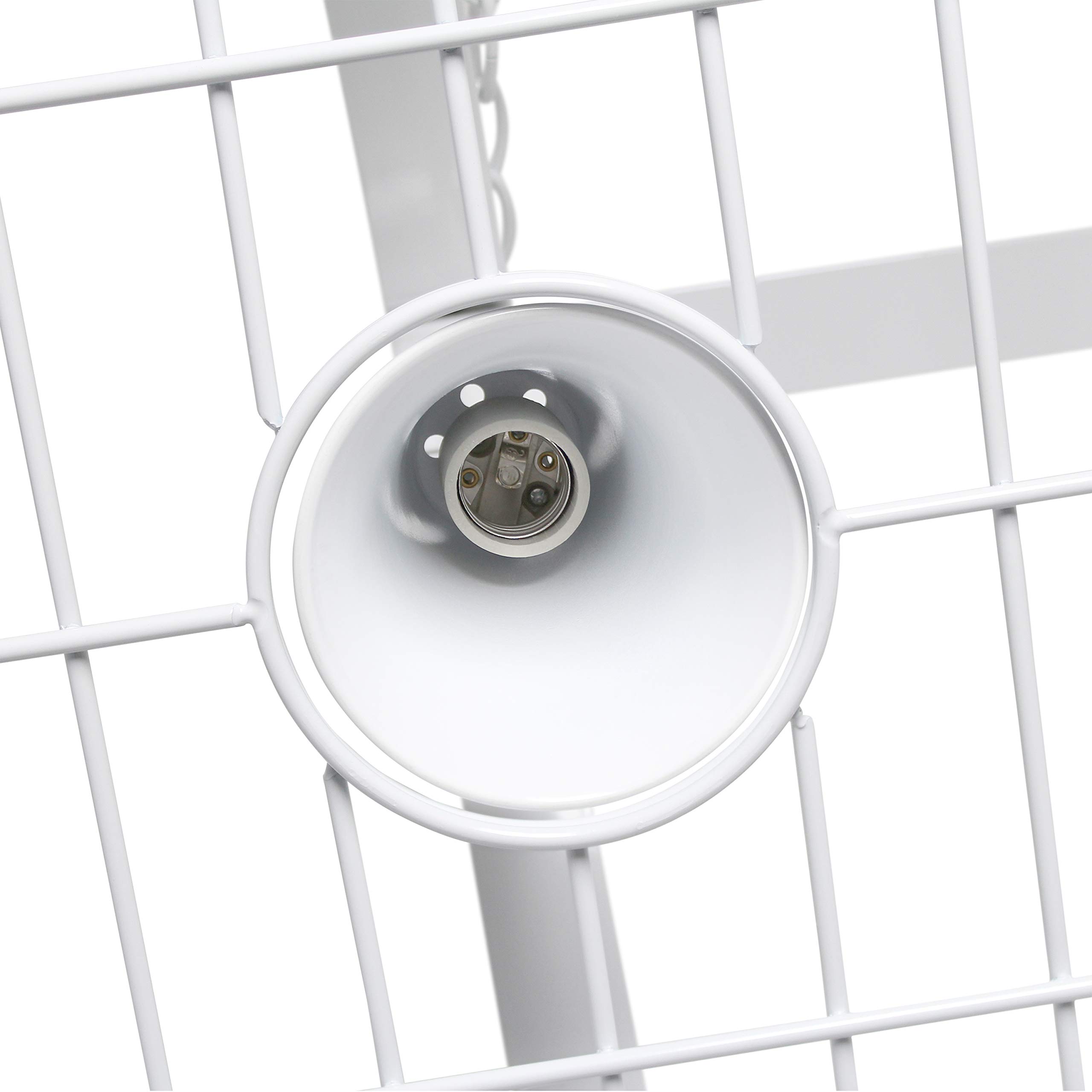 Elegant Designs PR1000-WHT 2-Light Kitchen Pot Rack with Built-in Downlights - White | Modern Hanging Cookware Organizer for Home & Restaurant Use