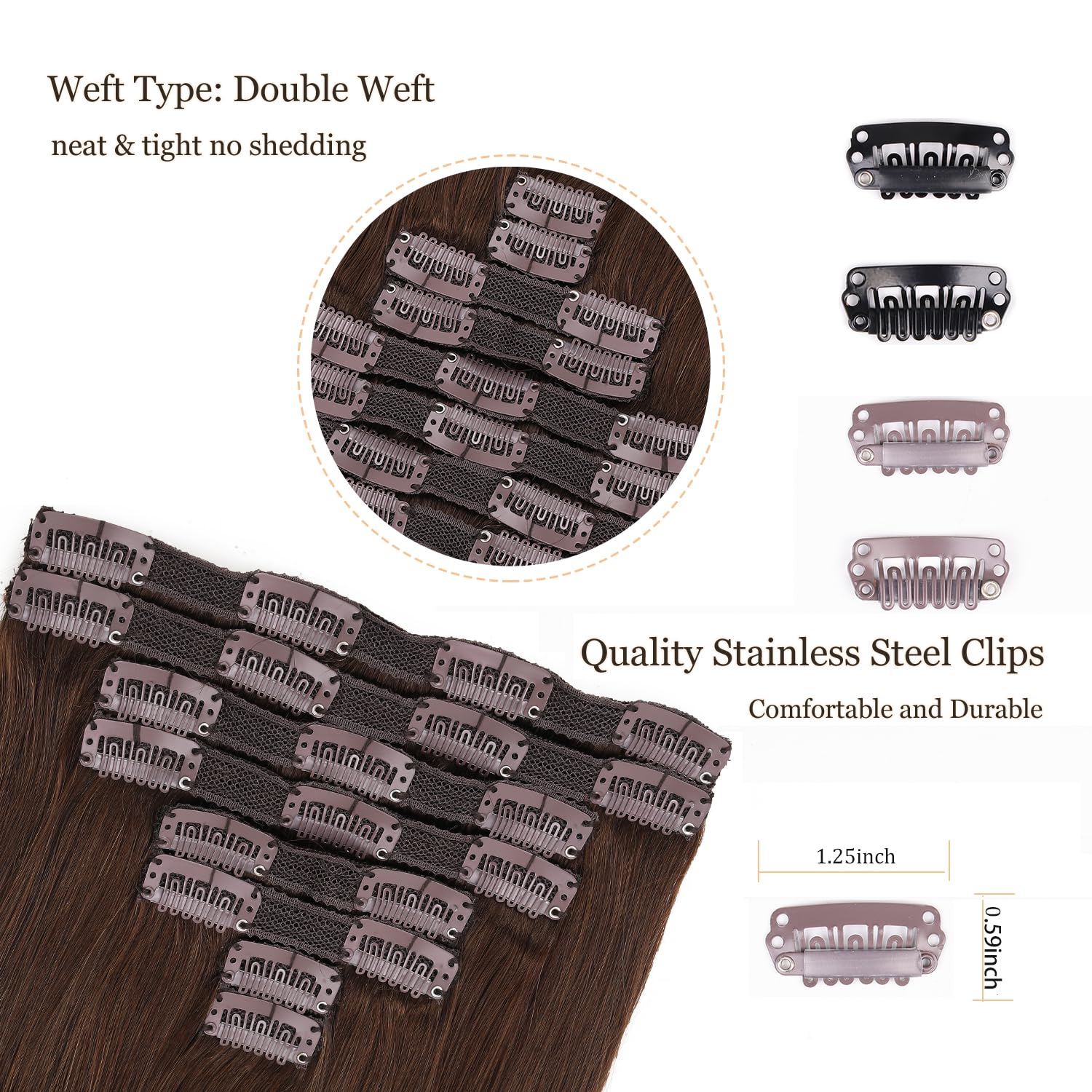 Clip in Hair Extensions 20 Inch 8pcs 120g Straight Human Hair Extensions #4 Medium Brown for Women - Perfect for Daily Styling, Parties & Special Occasions