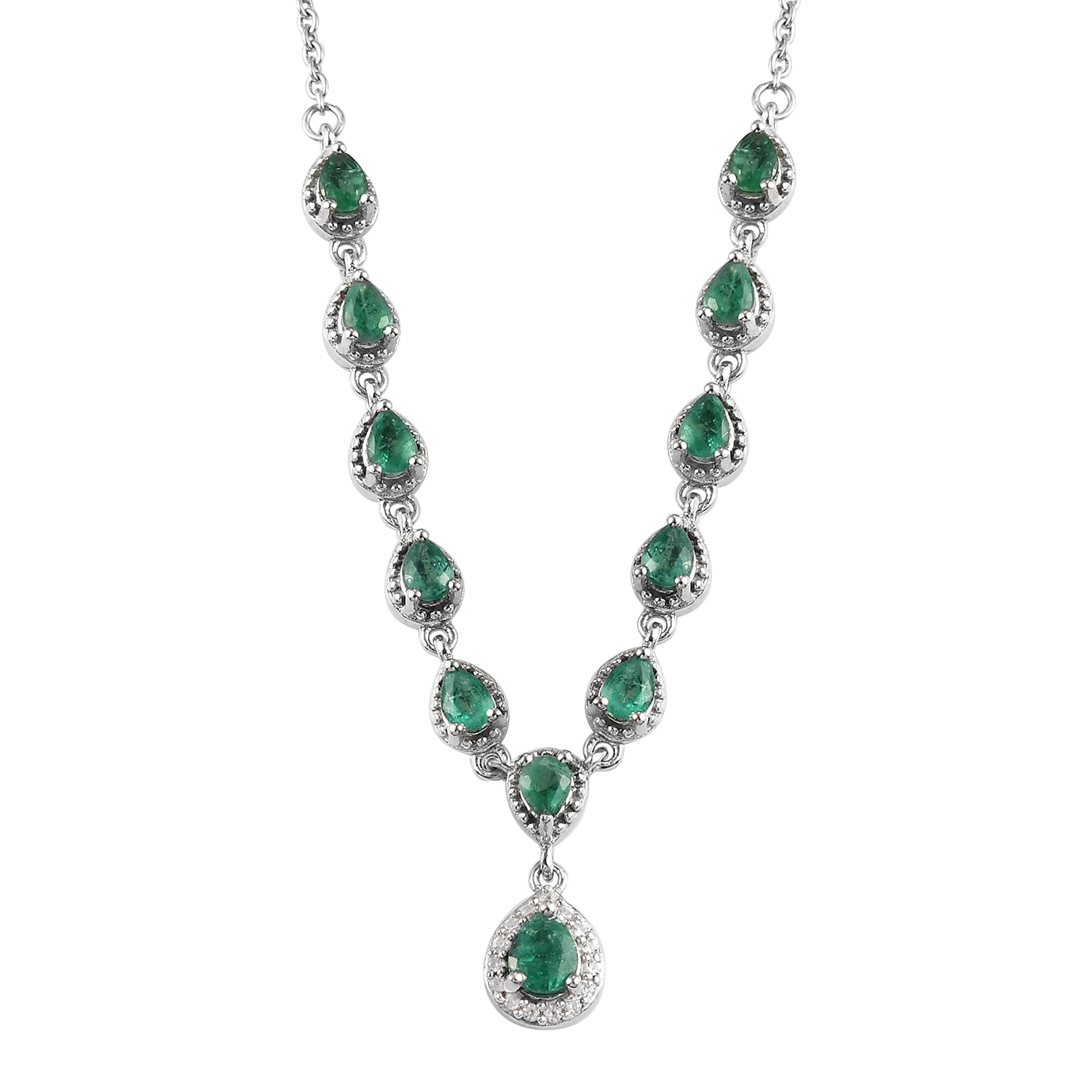 Shop LC 925 Sterling Silver Necklace for Women with AAA Emerald - 18