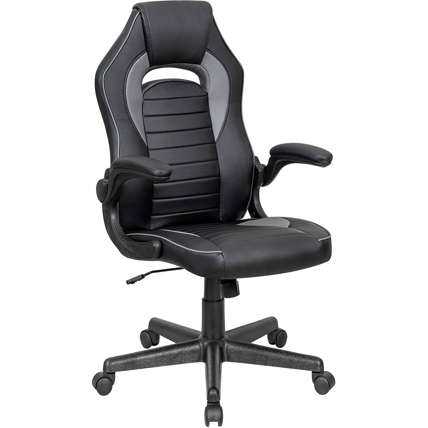 Premium Racing Gaming Chair - Ergonomic Mid Back Office Chair with Synthetic Leather - Black/Gray - Perfect for Esports, Streaming & Home Office Workspace