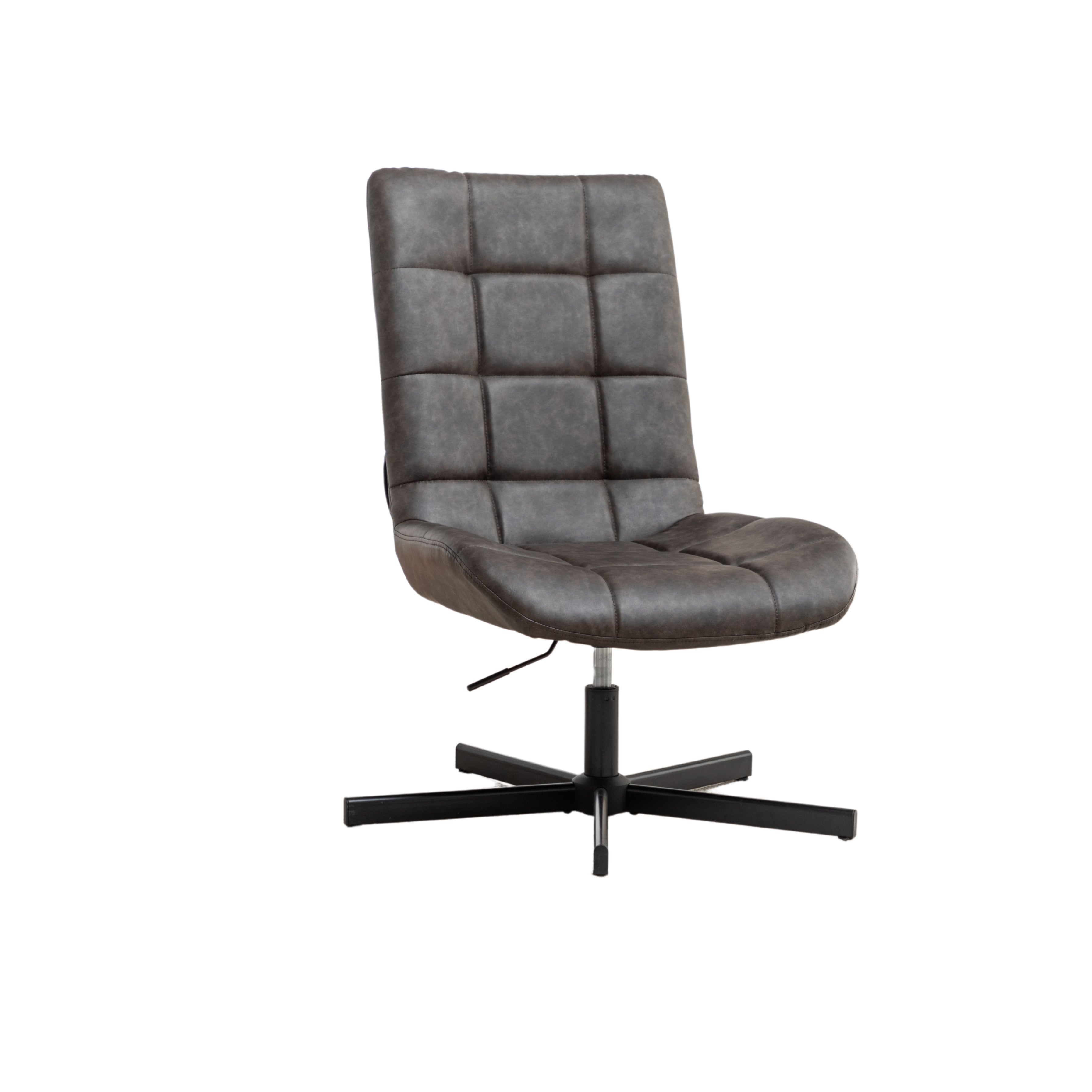 Roundhill Furniture Arlena Faux Leather Tufted Swivel Accent Chair - Modern Living Room Lounge Chair for Home Office, Reading Nook & Bedroom Decor