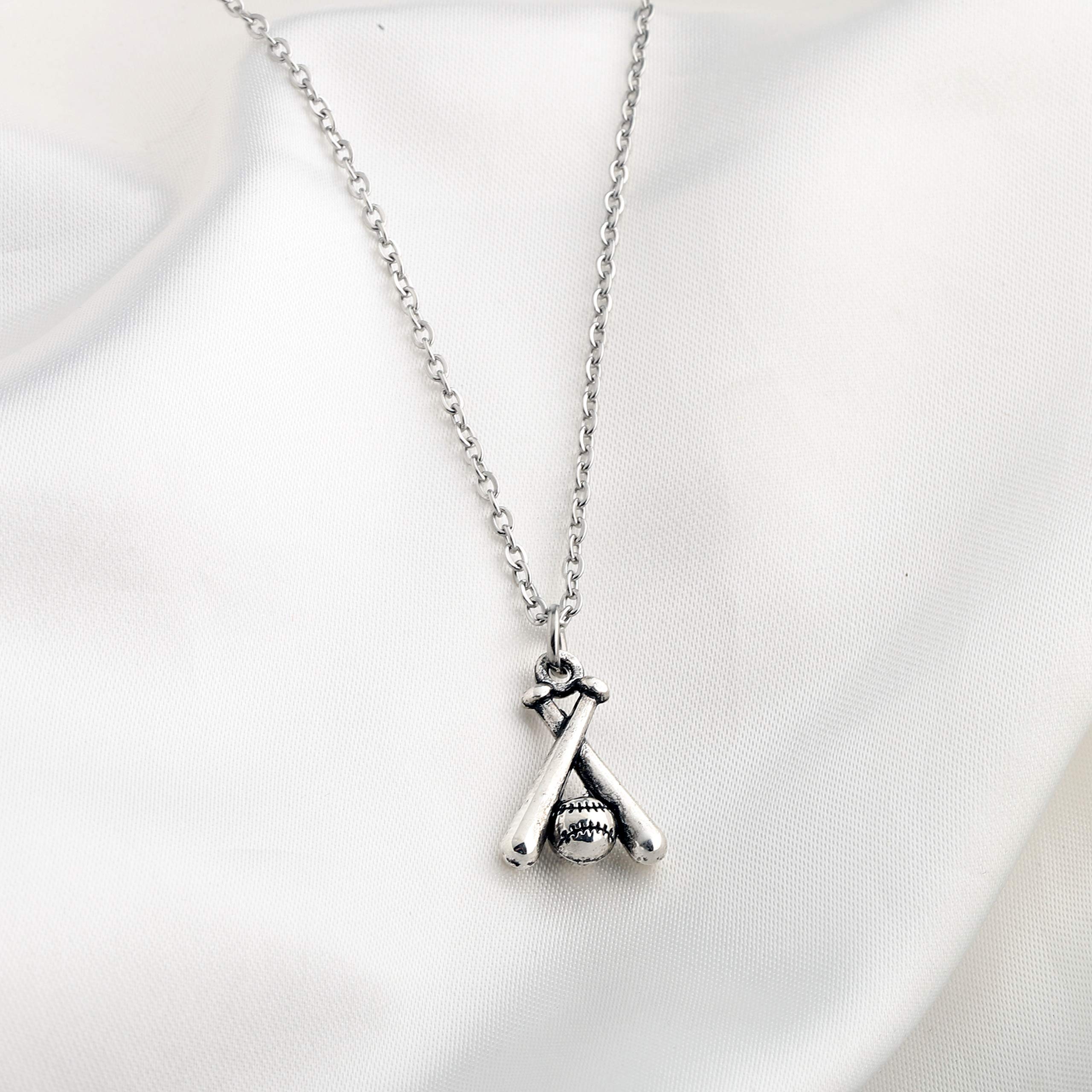 FUSTMW Baseball Bat Cross Necklace - Stainless Steel Baseball Jewelry Gift for Women, Men, Players & Baseball Lovers - Perfect for Games, Gifts & Everyday Wear