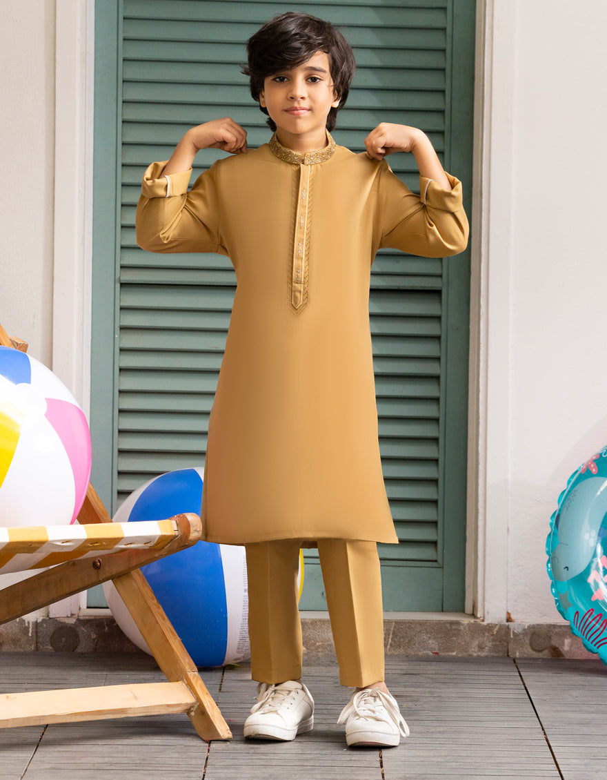 Stylish Blended Yellow Kurta Trouser by J. Junaid Jamshed - Perfect for Eid, Weddings & Festive Occasions