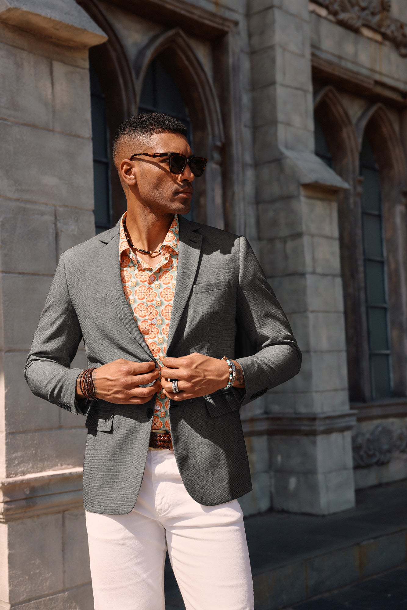 Men's Casual Blazer - Lightweight Cotton Linen Sport Coat with Two Buttons & Plaid Pattern | Perfect for Office, Business Meetings & Smart Casual Outfits