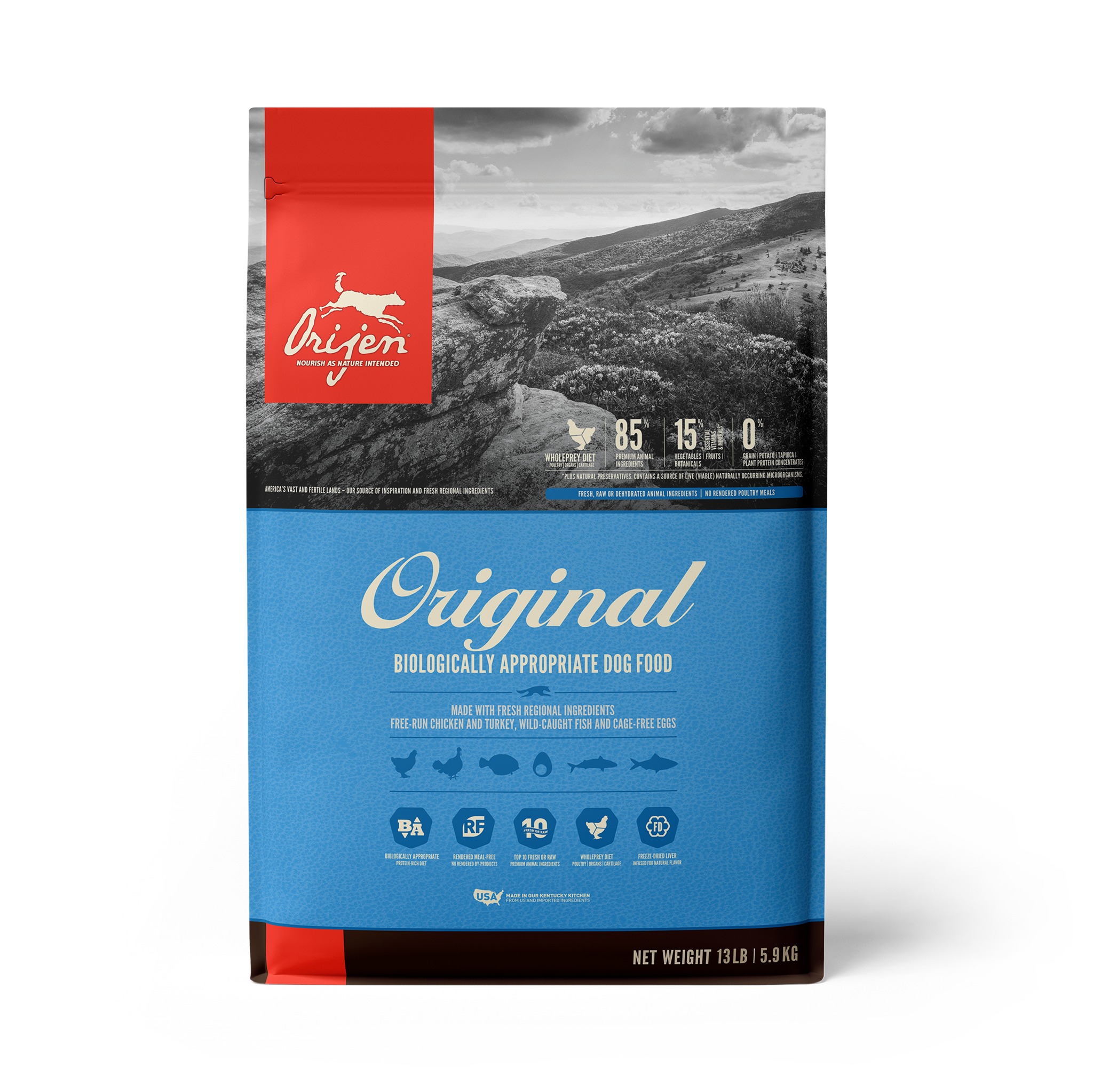 Orijen Original Grain-Free Dry Dog Food - High Protein, Natural Ingredients for Adult Dogs - Perfect for Active Pets & Daily Nutrition