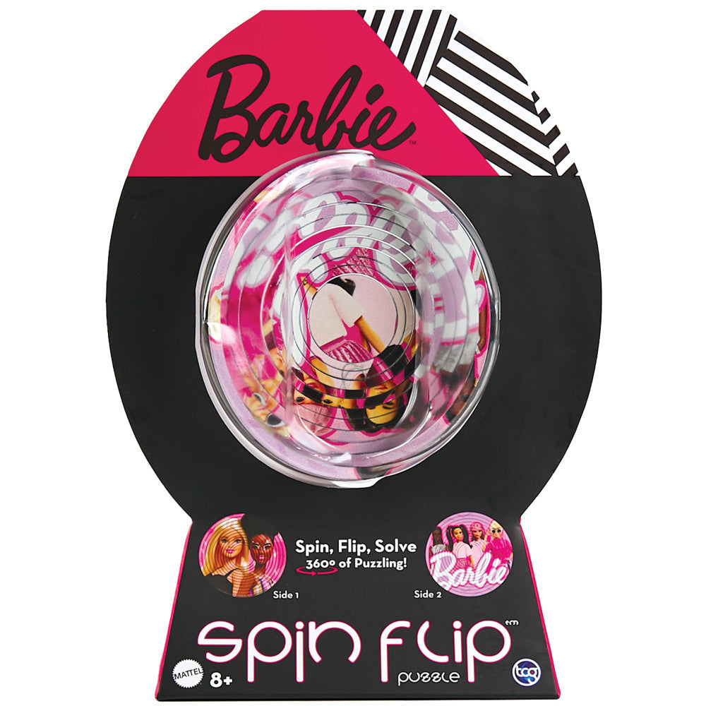 Barbie Glam Girls Spin Flip Puzzle - Double Sided 12 Ring Game for Kids | Fun Party & Travel Activity Toy for Girls Ages 5+
