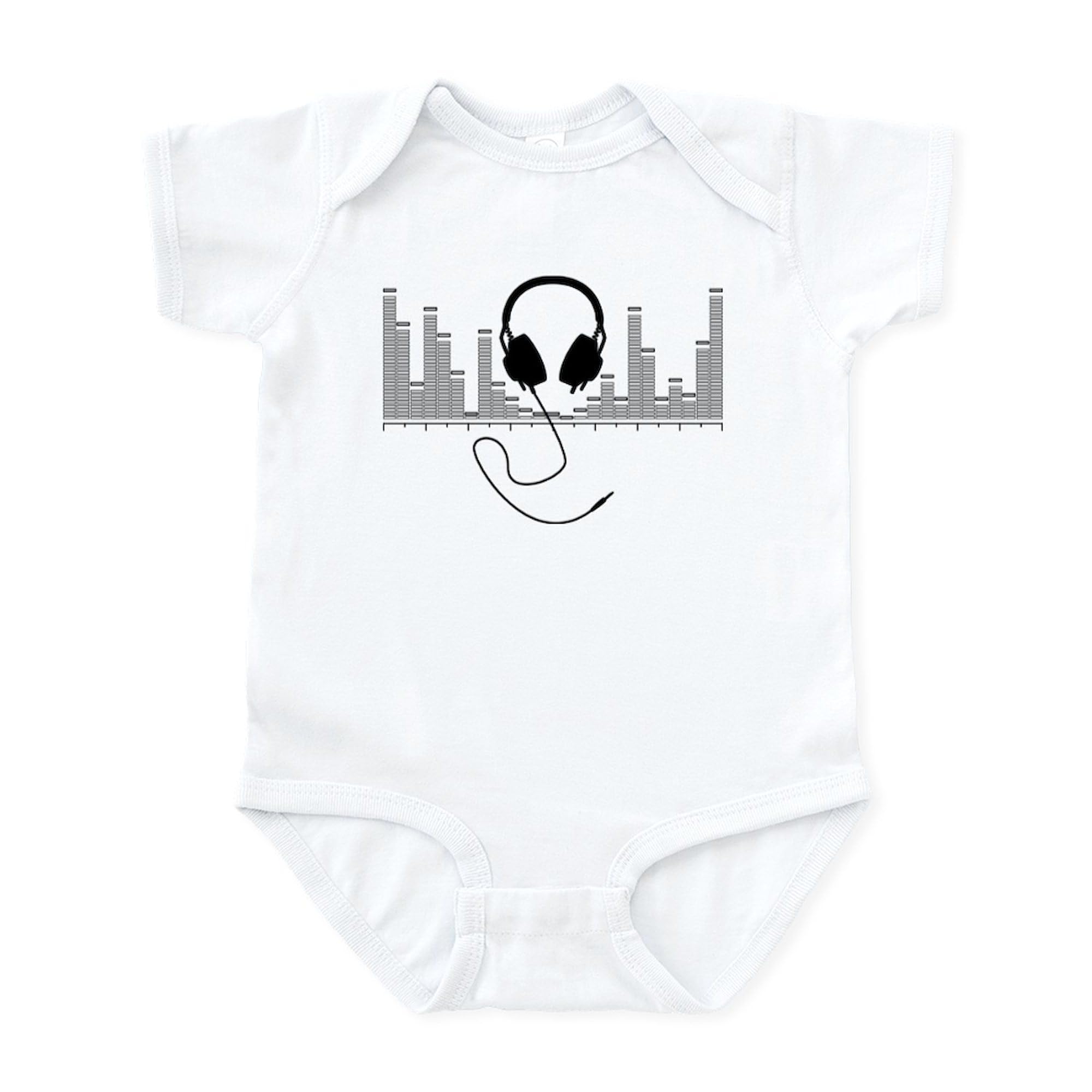 Black Audio Bar Graph Headphones Baby Bodysuit - Cute Infant Romper for Music Lovers & Newborn Photo Shoots