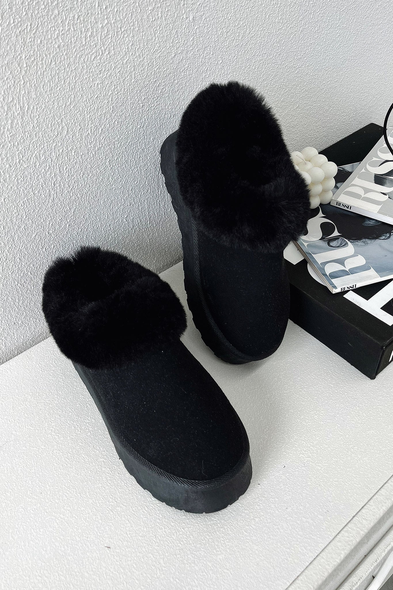 Elani Comfortable Platform Slippers for Women - Soft & Cozy House Shoes, Indoor/Outdoor Wear, Perfect for Home, Lounge, and Travel - Black