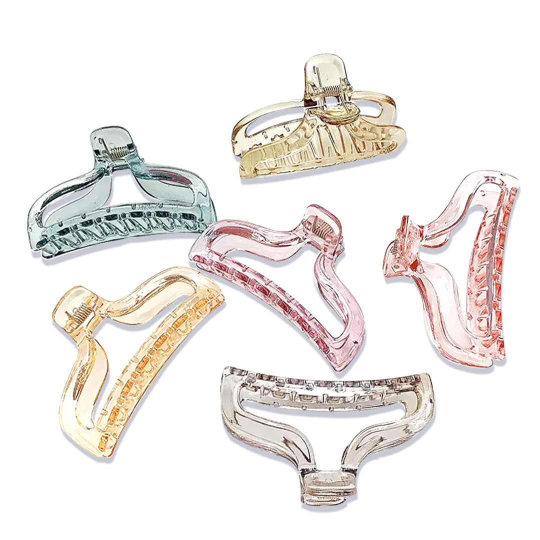 Myra Collection Rectangle Hair Claw Clips - 6 Pack Non-Slip Jaw Clamp Hair Styling Accessories for Women, Bright Color Hair Clips for Ponytail, Bun & Updo Hairstyles - Perfect for Office, Party & Everyday Use