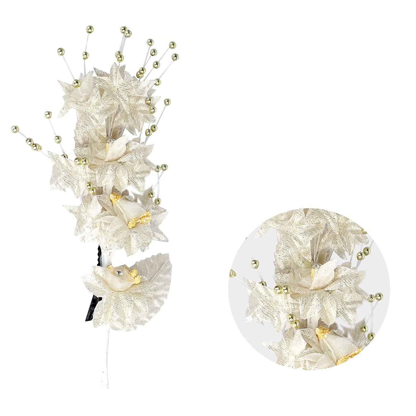 2 Pcs Artificial Flower Hair Clips for Women - Elegant Hair Brooch & Hair Pin Accessories for Girls (Pack of 1) | Perfect for Weddings, Parties & Daily Fashion Styling