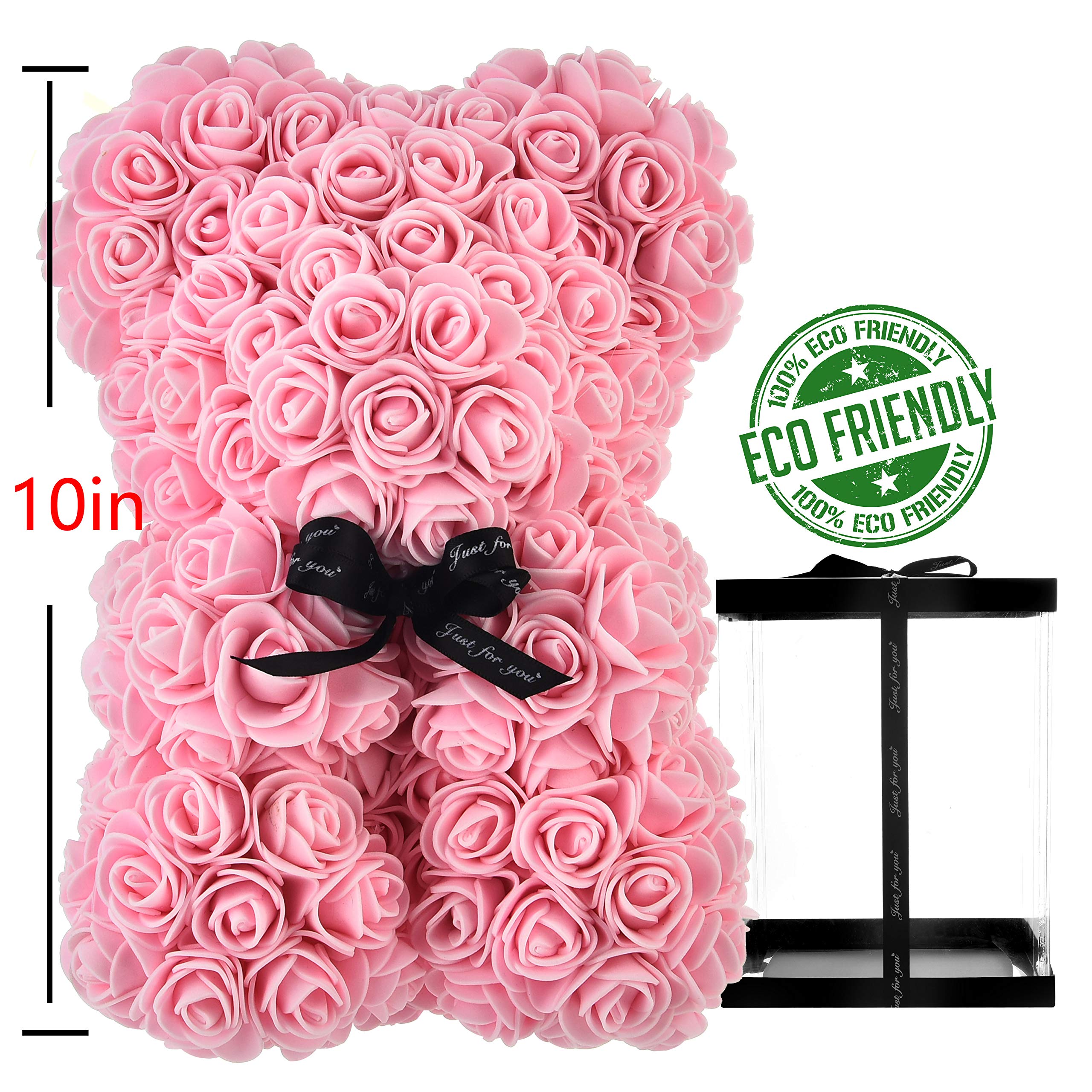 Rose Bear Gift Set in Red Box - Perfect Valentine's Day, Birthday, Wedding & Anniversary Present for Her | Romantic Teddy Bear with Roses for Girlfriend, Wife, Mom & Teen Girls | Bridal Shower, Mother's Day & Special Occasion Gift Idea
