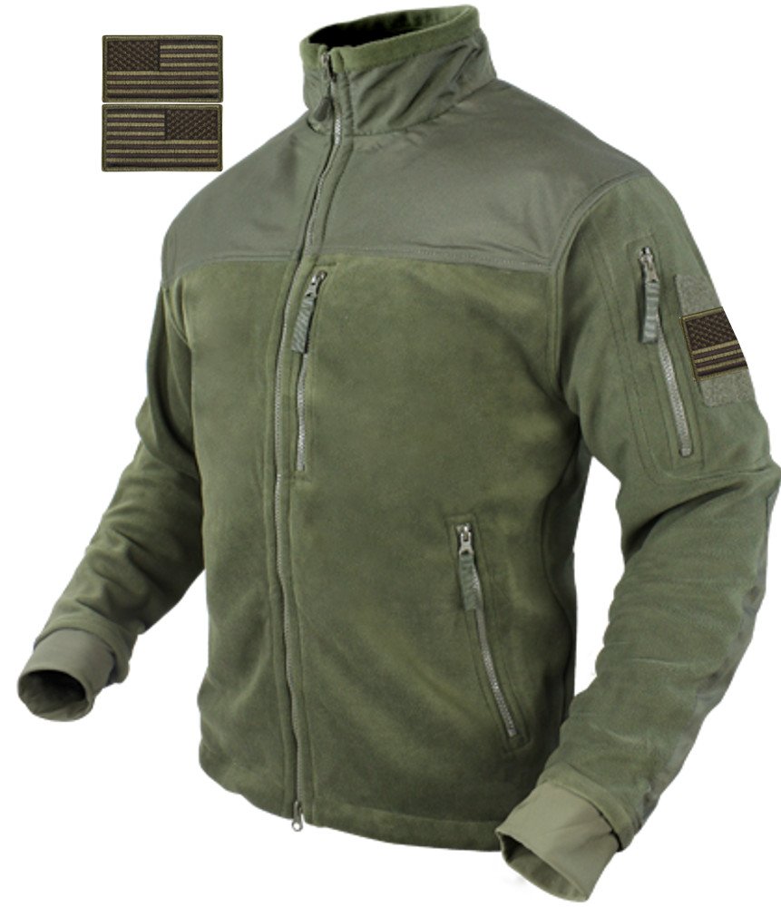 Condor Alpha Micro Fleece Jacket with Patches - Warm Military Style Fleece Jacket for Men | Outdoor Activities, Tactical Training & Casual Wear
