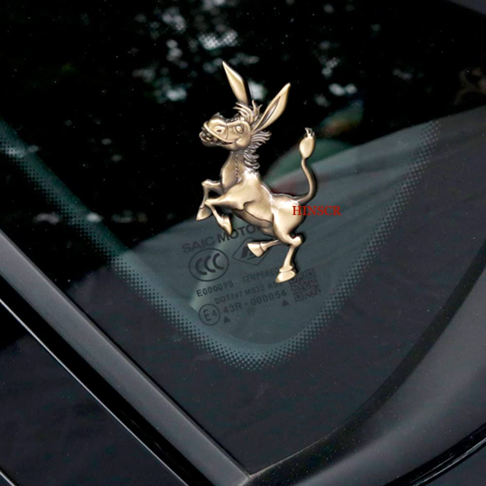 3D Donkey Metal Car Emblem - Cute Bronze Hood Badge Sticker for Cars, Motorcycles, Laptops & Backpacks | Unique Vehicle & Personal Accessory Decoration for Car Enthusiasts & Animal Lovers