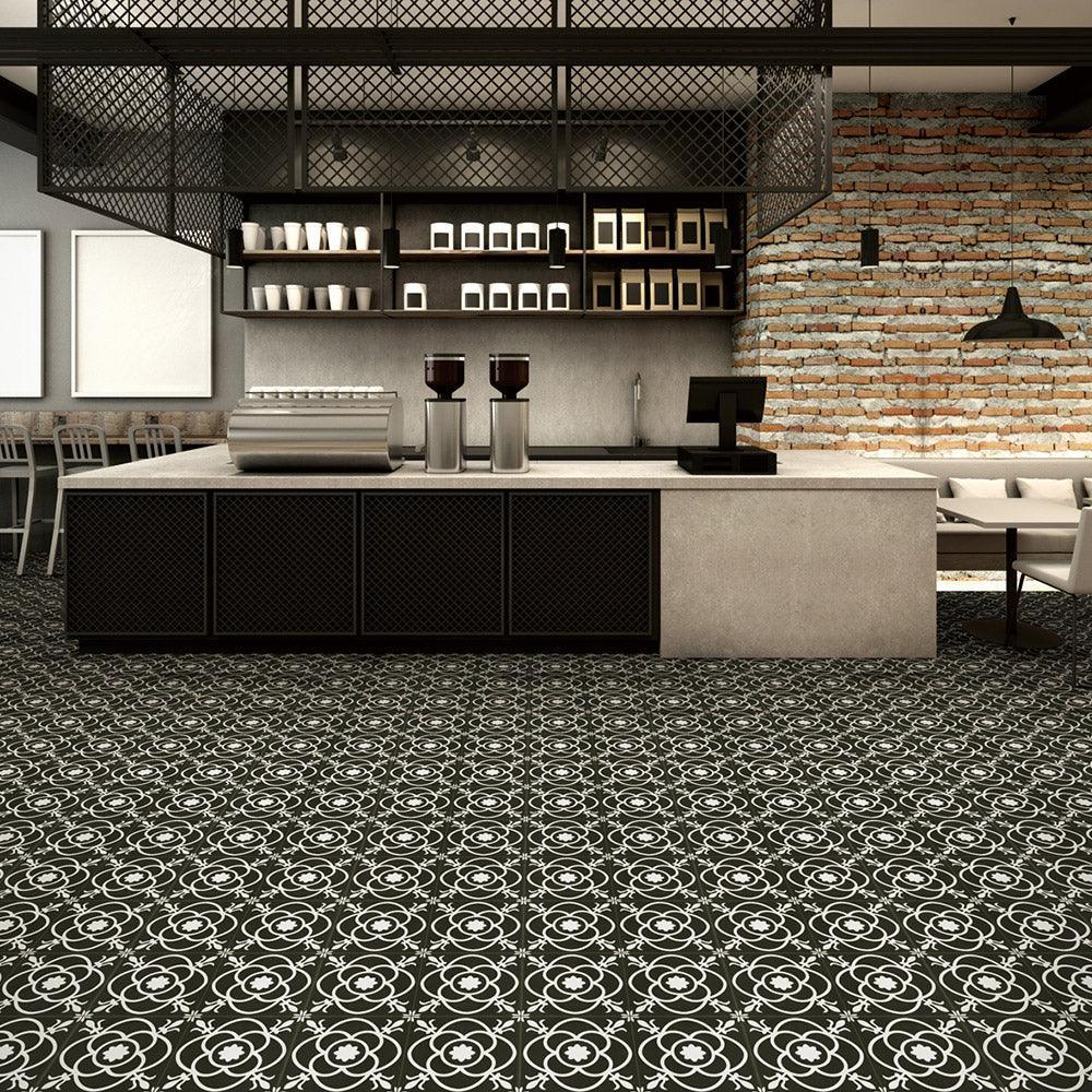 Somerset Kelso Encaustic Look 200x200 Matt Tile - Premium Ceramic Floor and Wall Tiles for Bathroom, Kitchen & Living Room Decoration