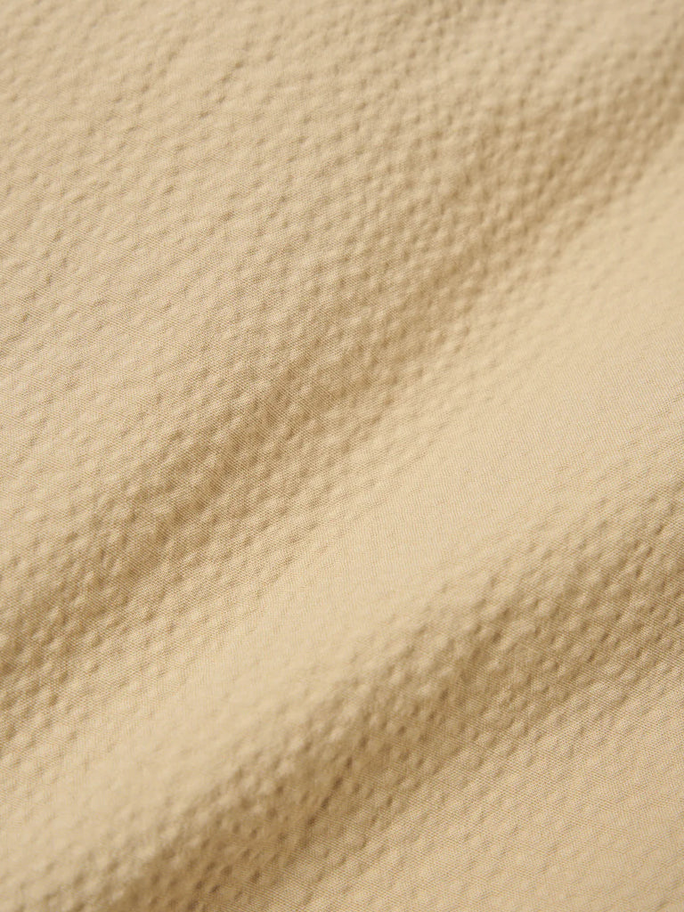 Universal Works Five Pocket Jacket in Sand Seersucker - Lightweight Summer Casual Blazer for Men | Perfect for Outdoor Events, Weddings & Office Wear