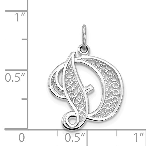 14KW White Gold Solid Polished Script Filigree Letter A Initial Pendant - Avariah Elegant Alphabet Jewelry for Women - Perfect for Gifts, Anniversaries & Special Occasions
