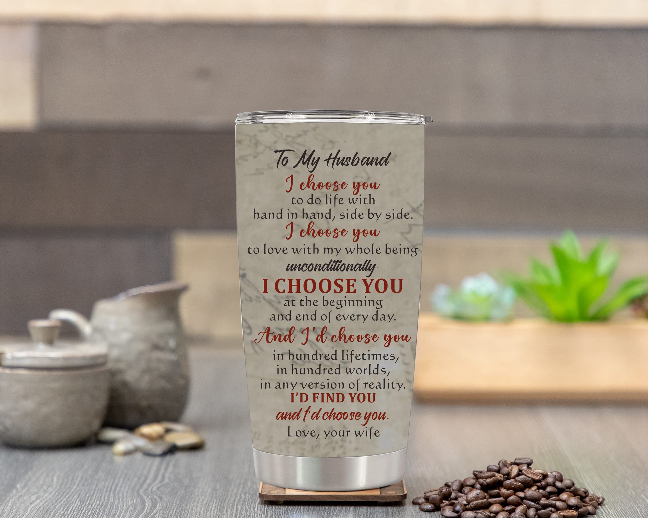 20oz Tumbler for Husband - Valentine's Gift from Wife for Anniversary & Birthday - Perfect for Coffee & Travel