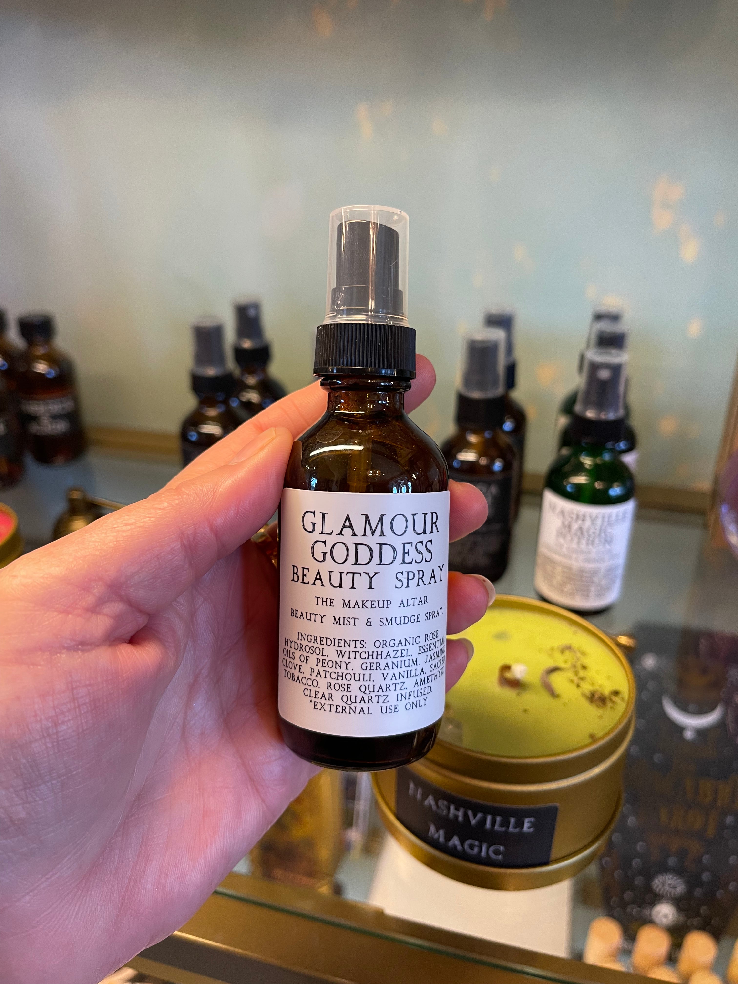 Glamour Goddess Potion Beauty Mist & Smudge Spray 2oz - Hydrating Makeup Setting Spray for Face & Body - Perfect for Bridal, Photo Shoots & Everyday Glow