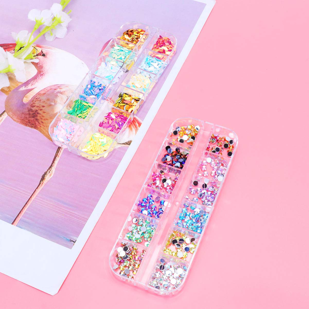 Milisten Professional Nail Art Kit - 8 Boxes Rhinestones, 3D Charms, Pearls & Confetti for Manicure | DIY Nail Design Supplies for Salon, Home Use & Gift Giving