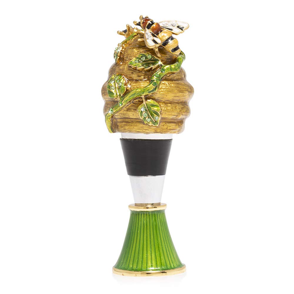 Jay Strongwater Mead - Elegant Beehive Wine Stopper and Stand Set for Wine Lovers, Perfect for Gifts, Home Decor, and Wine Accessories Collection
