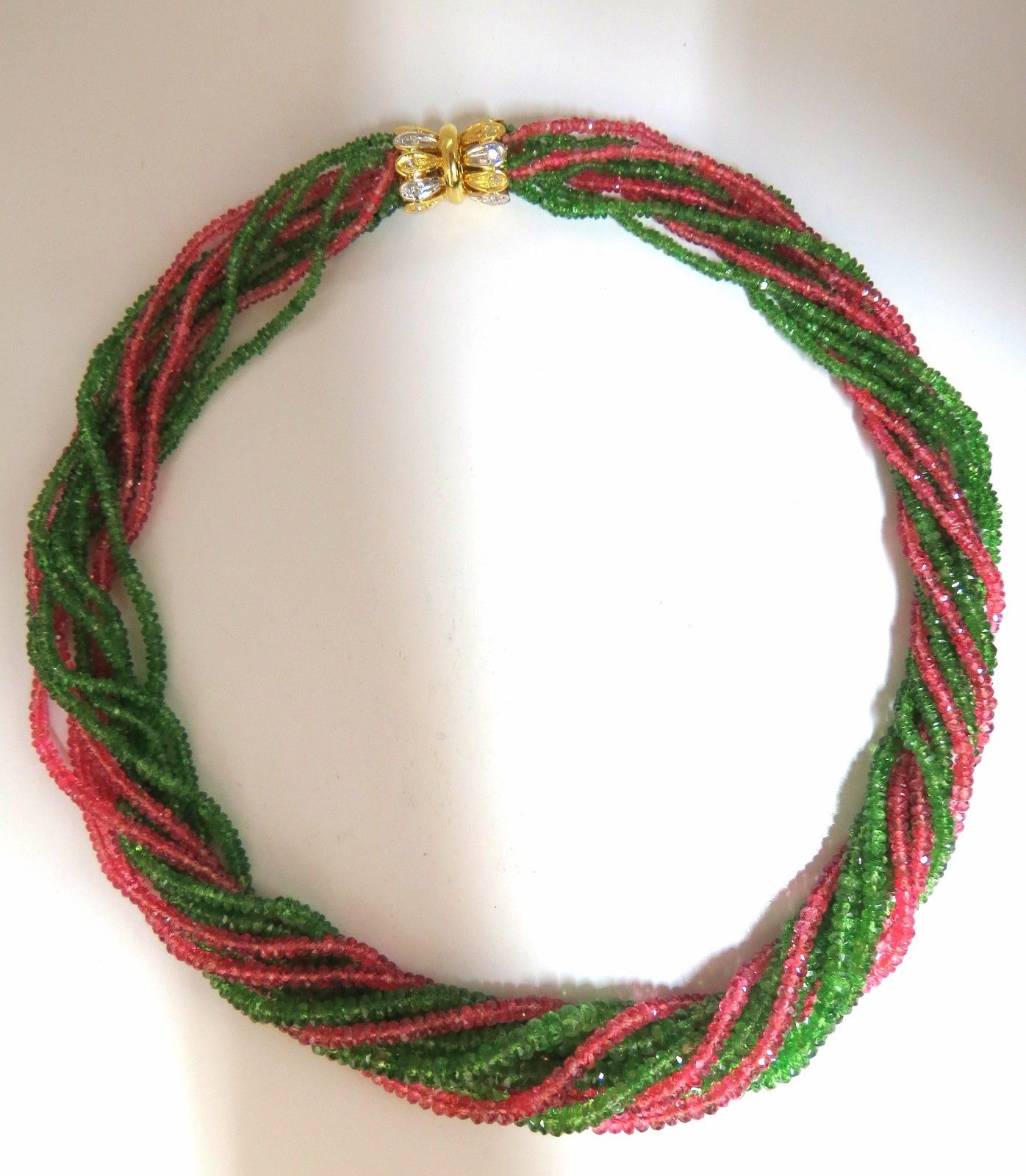 335ct Natural Pink Spinel & Tsavorite Garnet Diamond Necklace in 18K Gold - Elegant Jewelry for Weddings, Anniversaries & Special Occasions