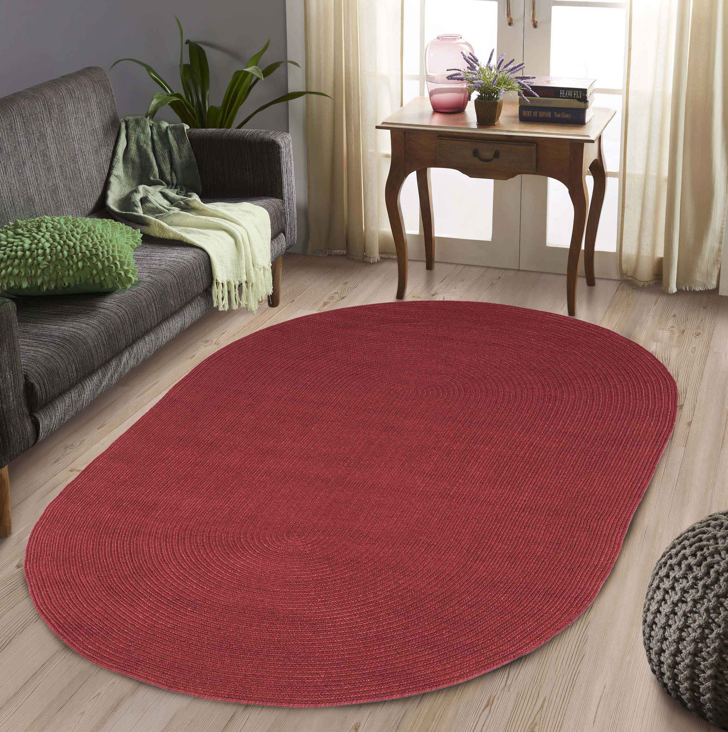 Classic Braided Area Rug - Non-Slip Indoor/Outdoor Oval Rug for Living Room, Bedroom, Patio & Deck - Soft & Durable Home Decor