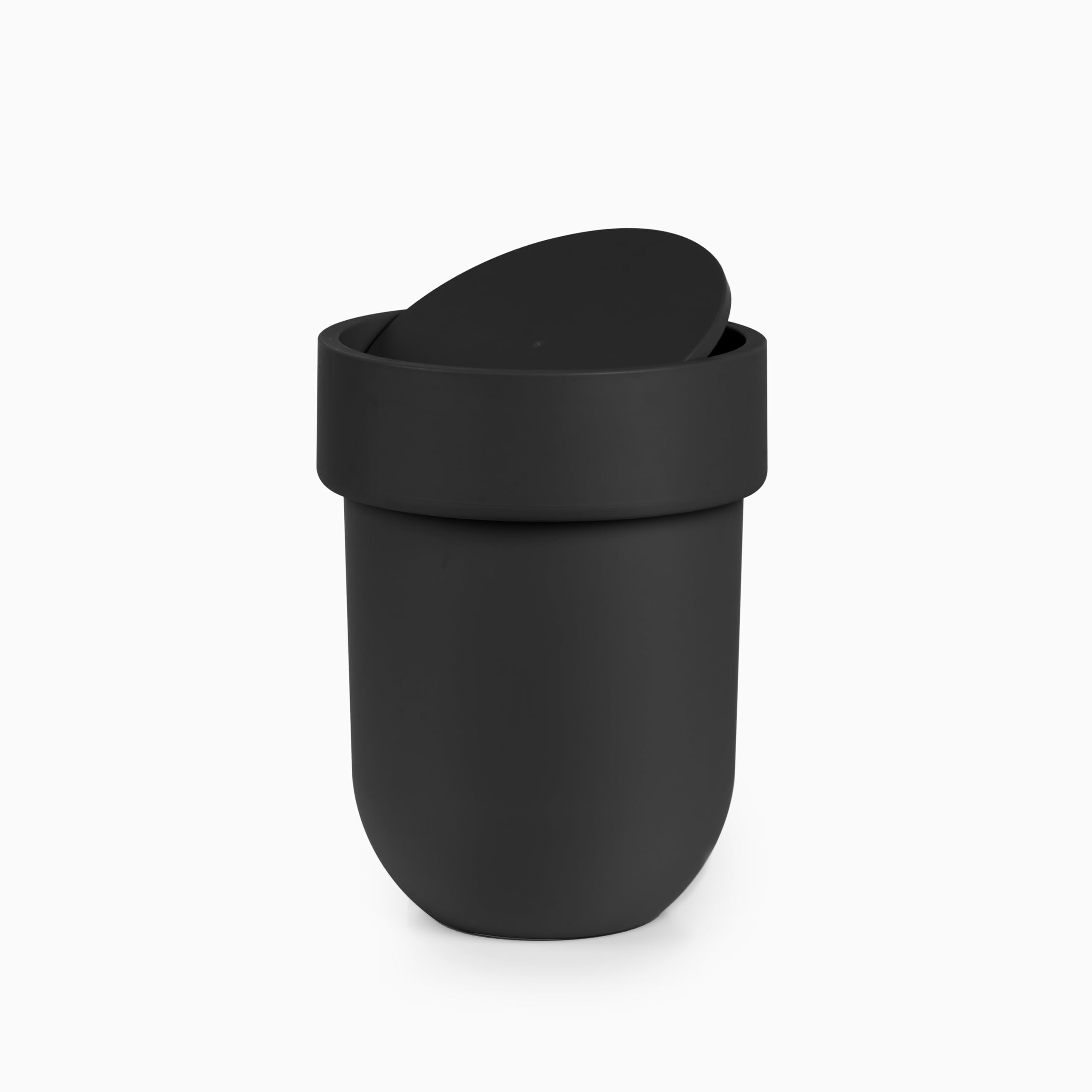 Umbra Touch Waste Can - Small Trash Can with Lid, Swing Lid Waste Basket for Bathroom, Kitchen & Office - Black Garbage Bin with Odor Control